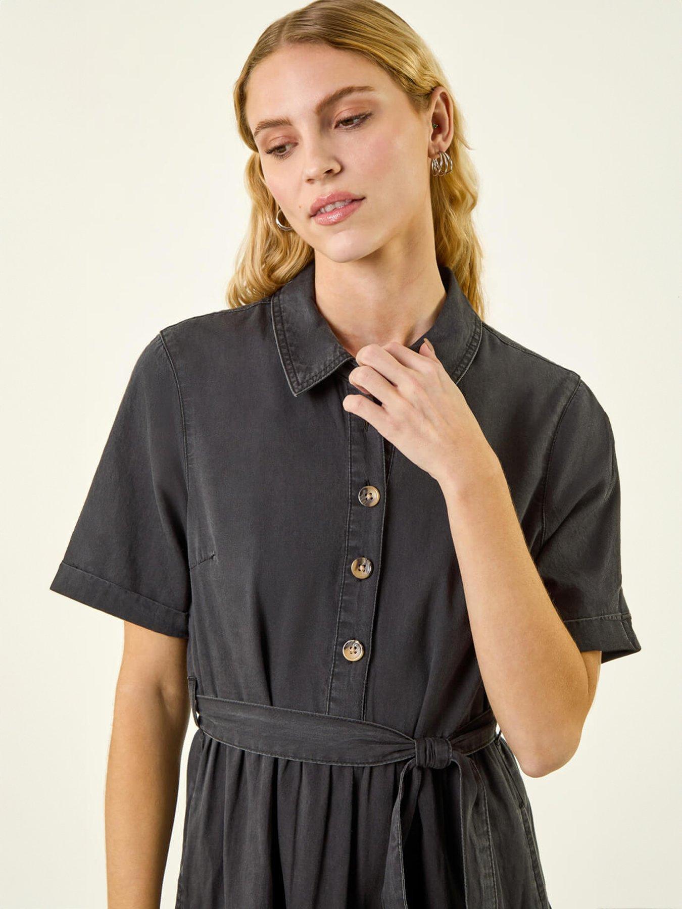 Image 4 of 5 of Roman Button Detail Tiered Midi Dress