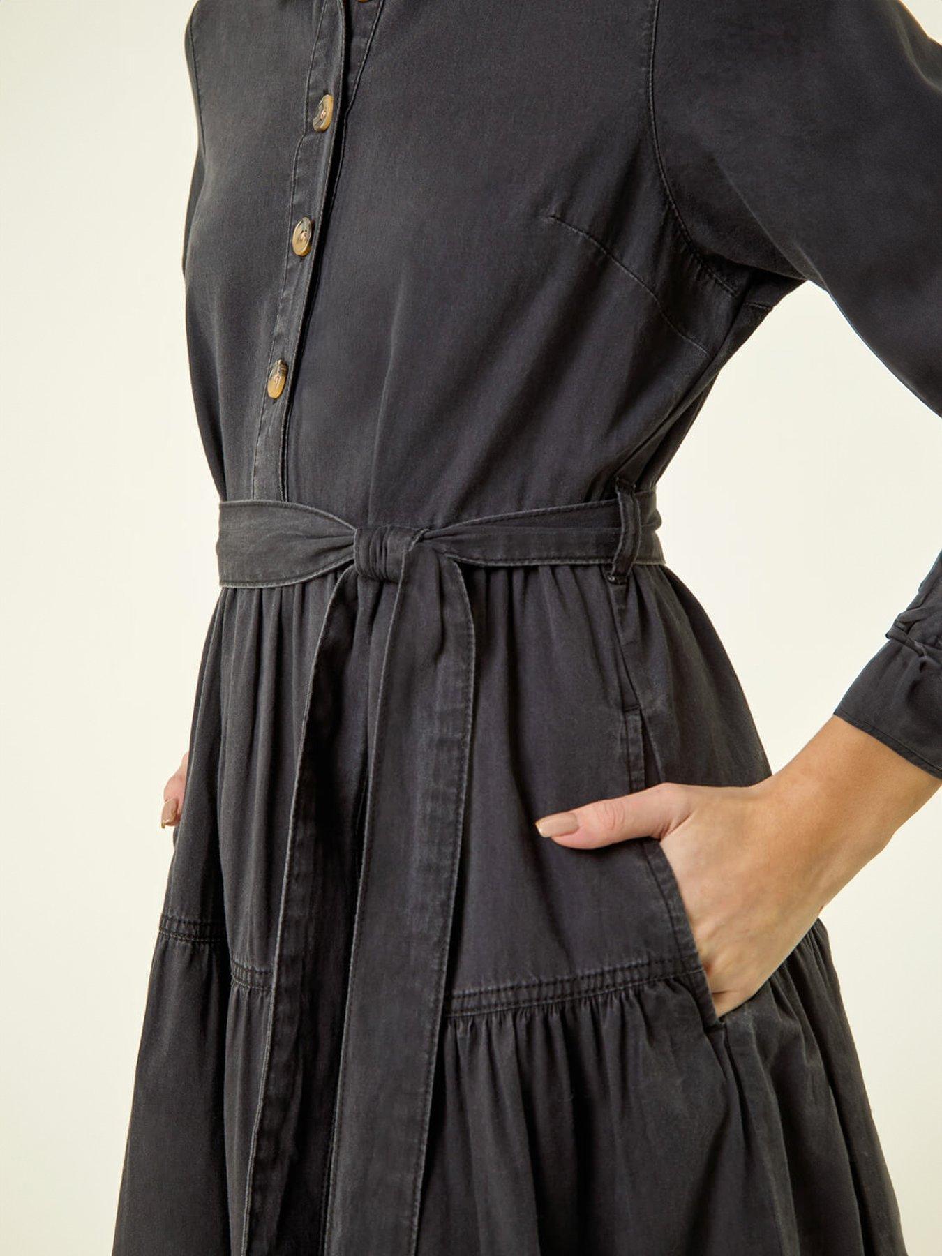 Image 5 of 5 of Roman Button Detail Tiered Midi Dress