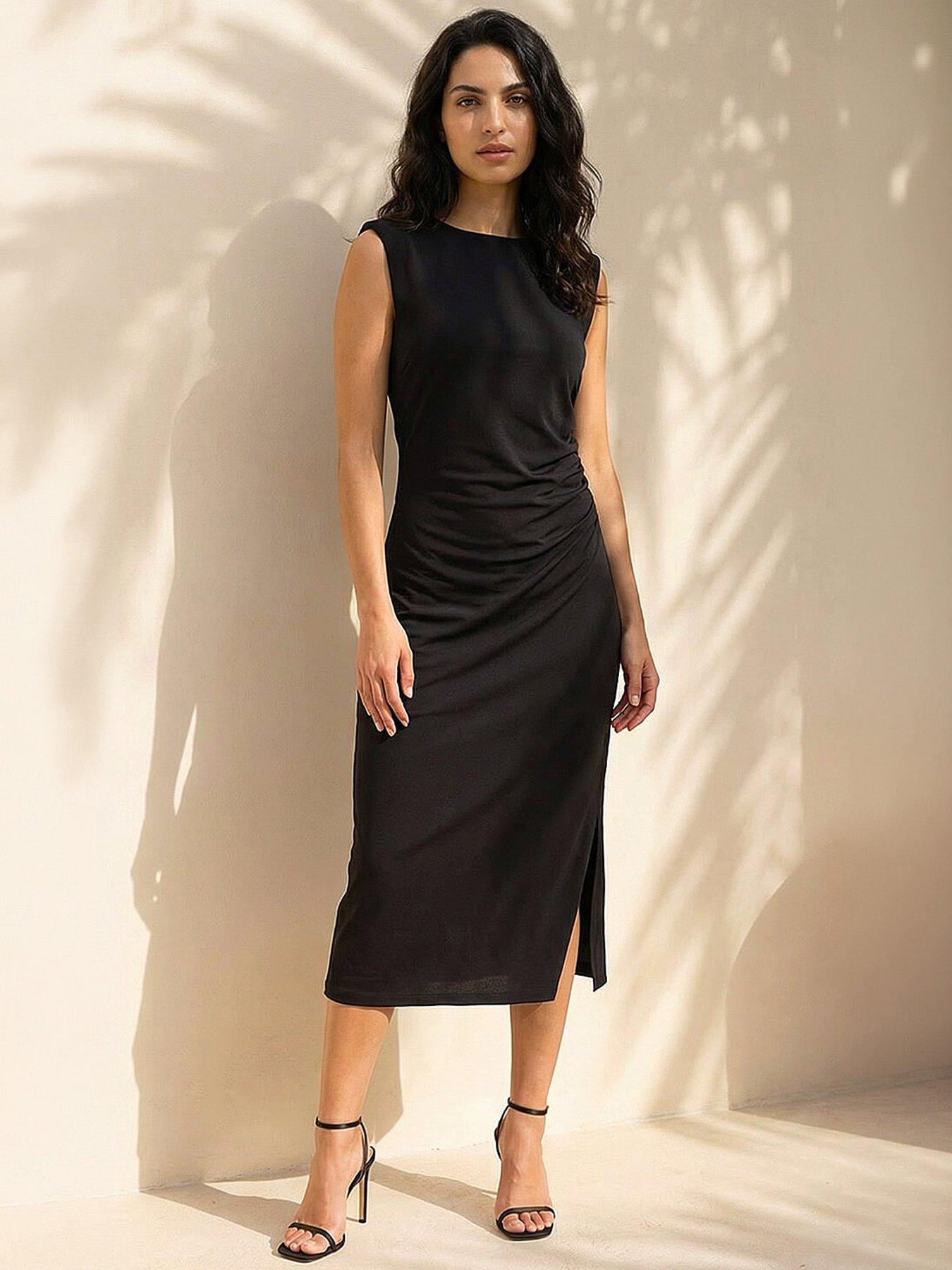 Roman Dusk Stretch Fitted Midi Dress