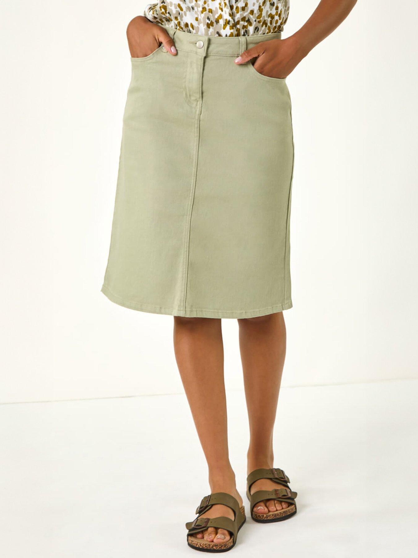 Roman Cotton Denim Stretch Skirt