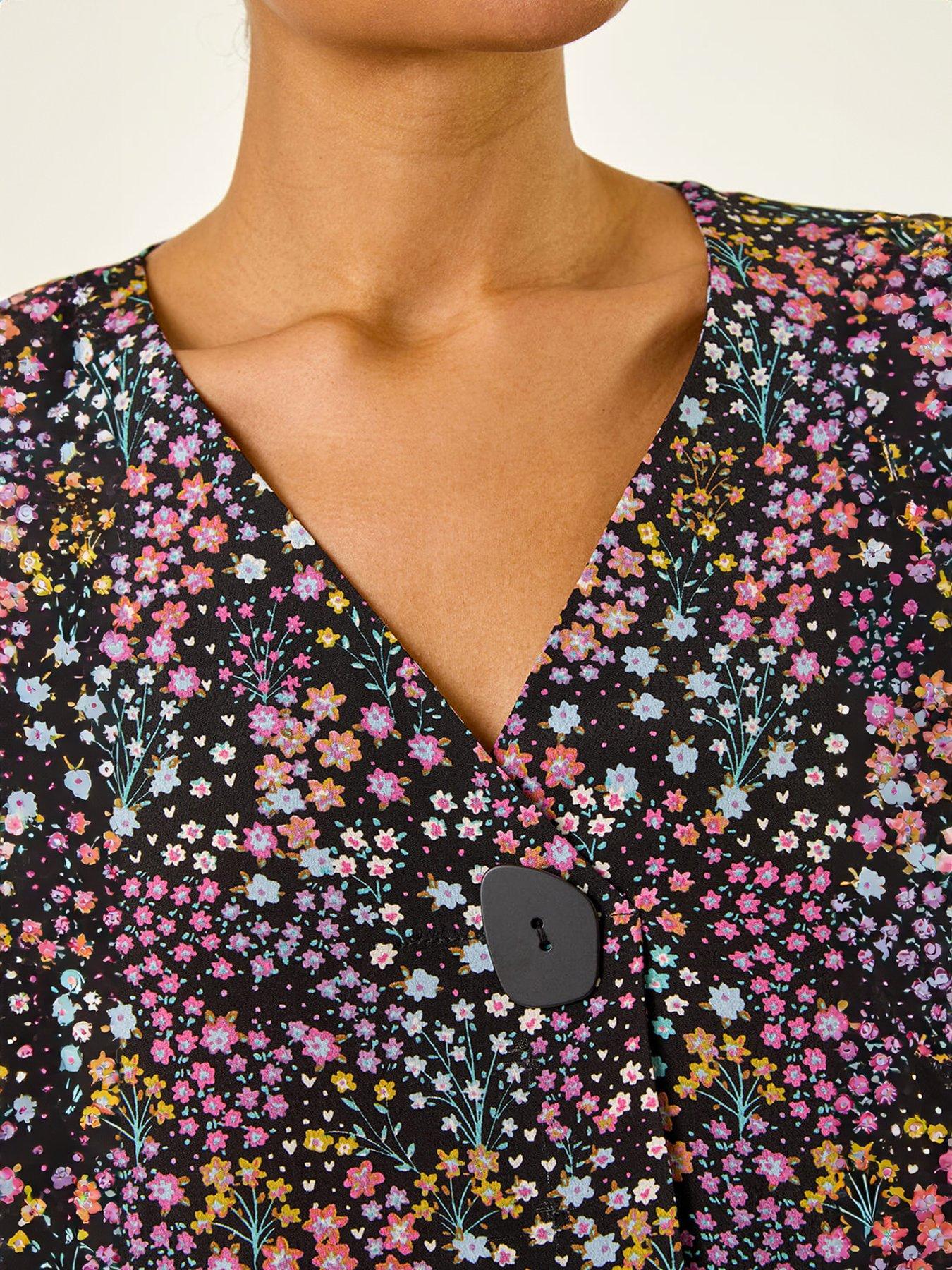 Image 2 of 5 of Roman Ditsy Floral V-Neck Kimono Top