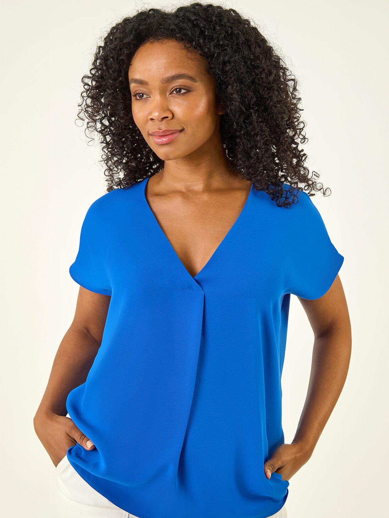Image 3 of 5 of Roman Petite V-Neck Tuck Front Top