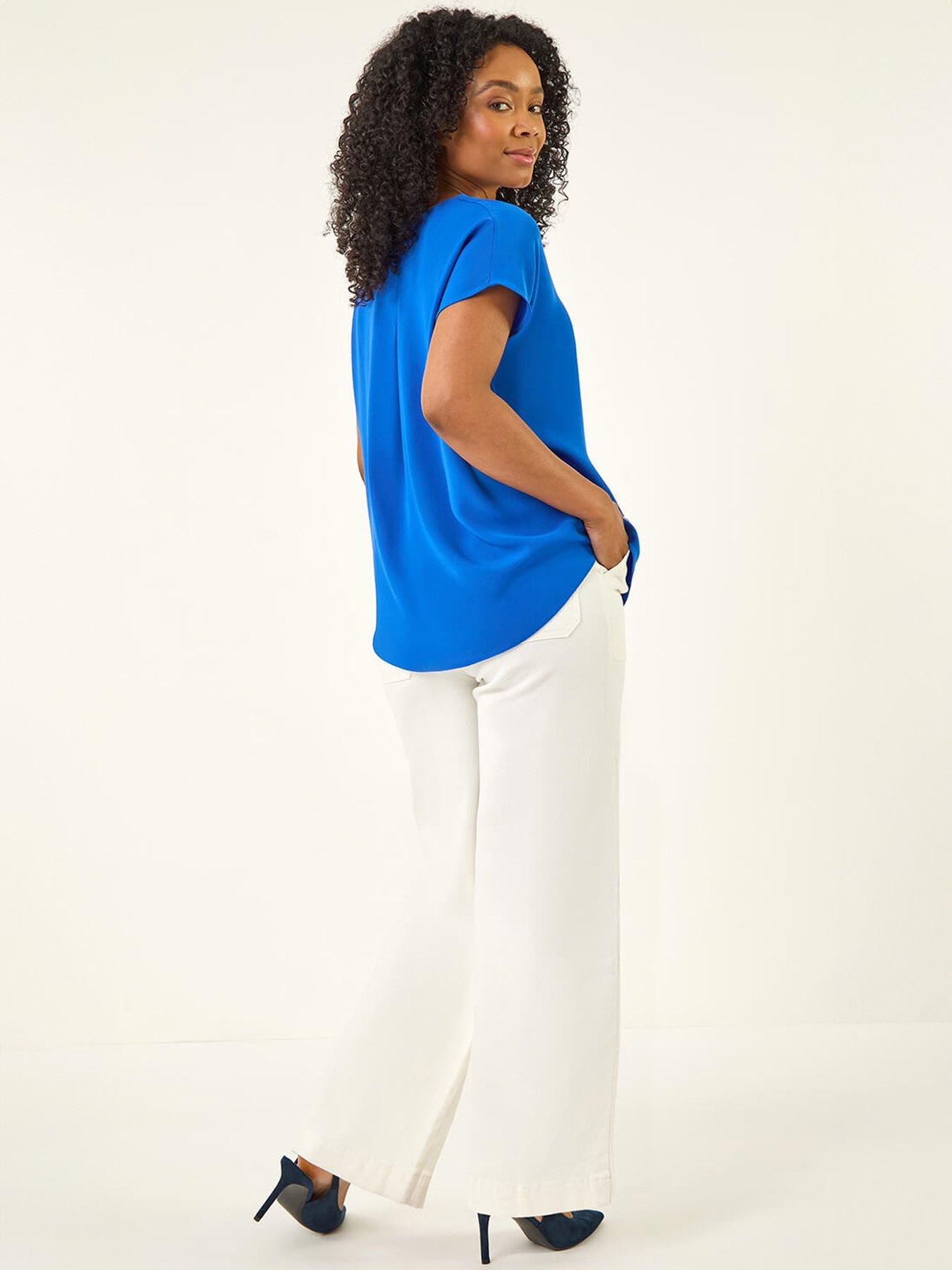 Image 4 of 5 of Roman Petite V-Neck Tuck Front Top