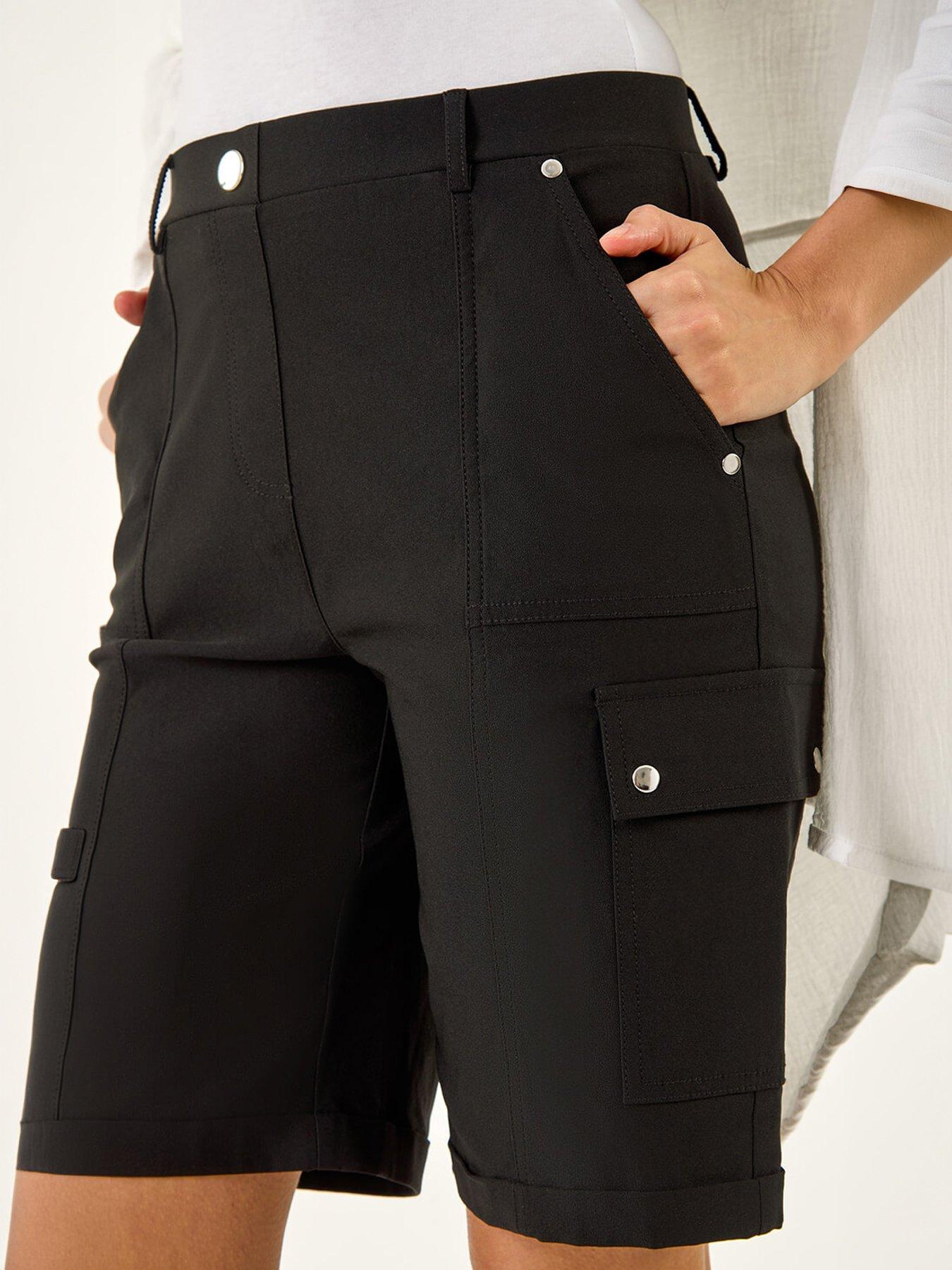 Image 2 of 5 of Roman Cargo Pocket Stretch Shorts - Black