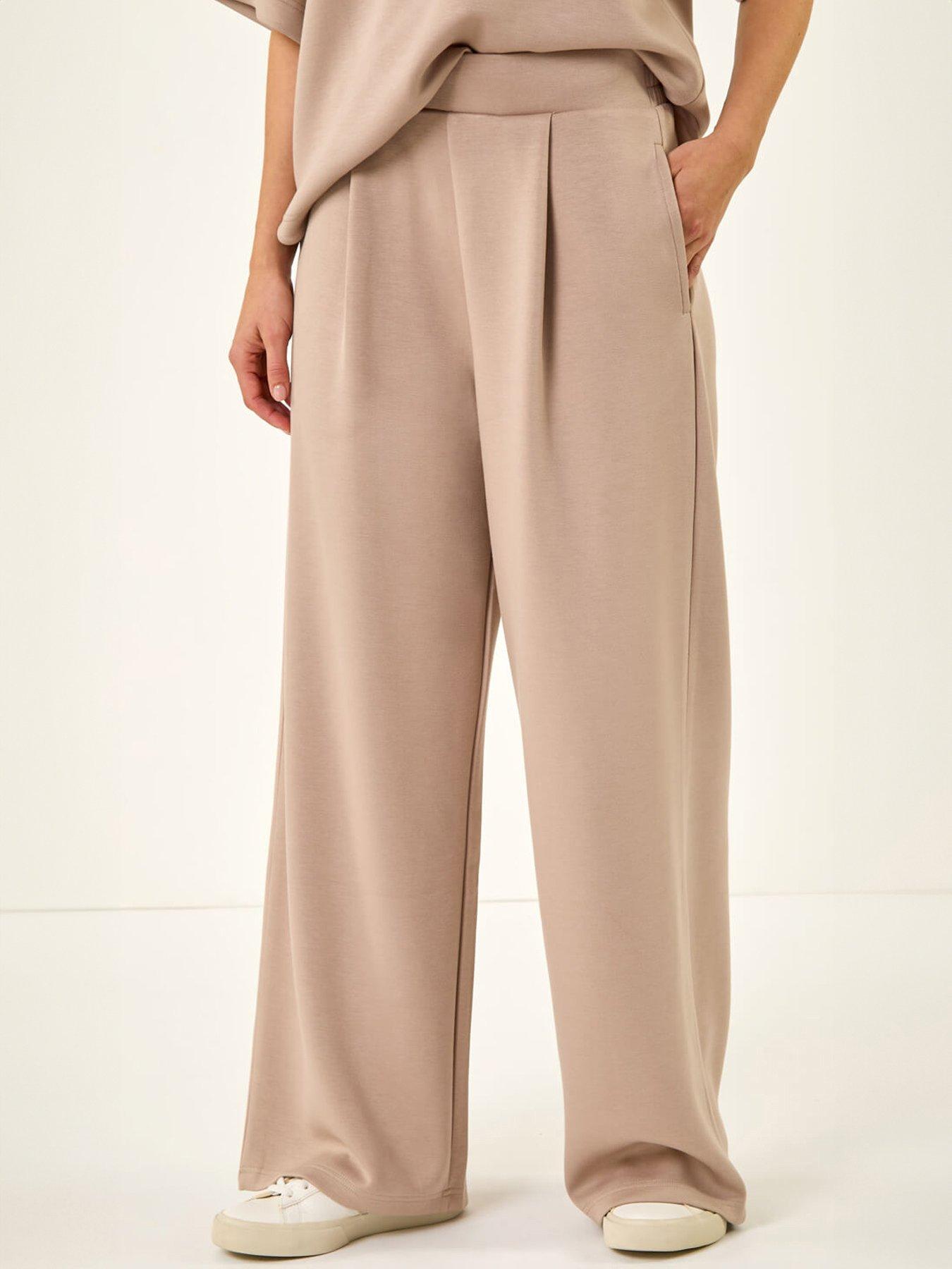Roman Dusk Soft Wide Leg Stretch Trouser, Brown, Size 16, Women