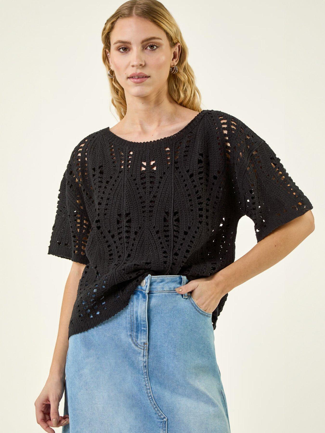 Image 1 of 5 of Roman Crochet Detail Knit Top