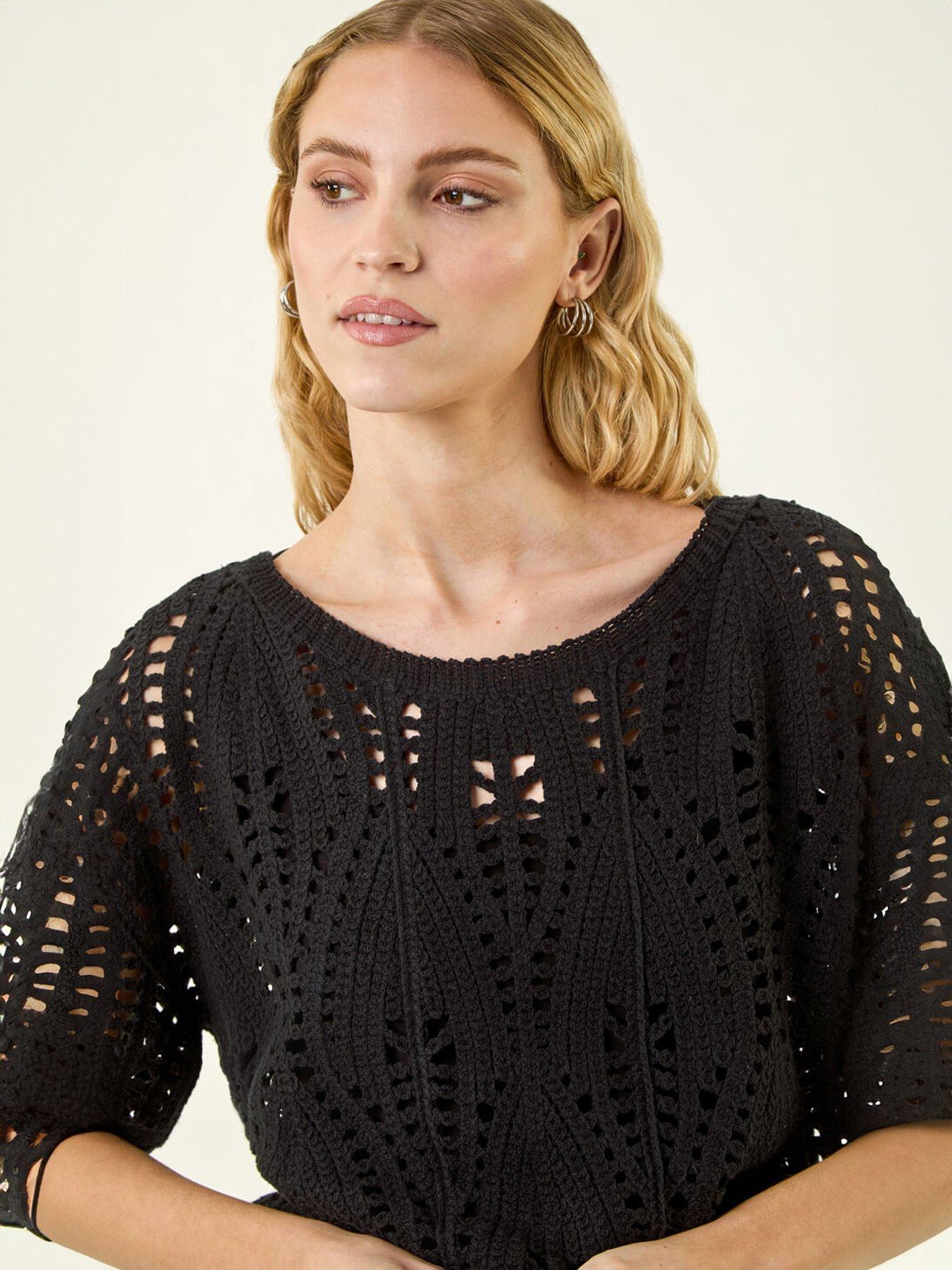 Image 4 of 5 of Roman Crochet Detail Knit Top