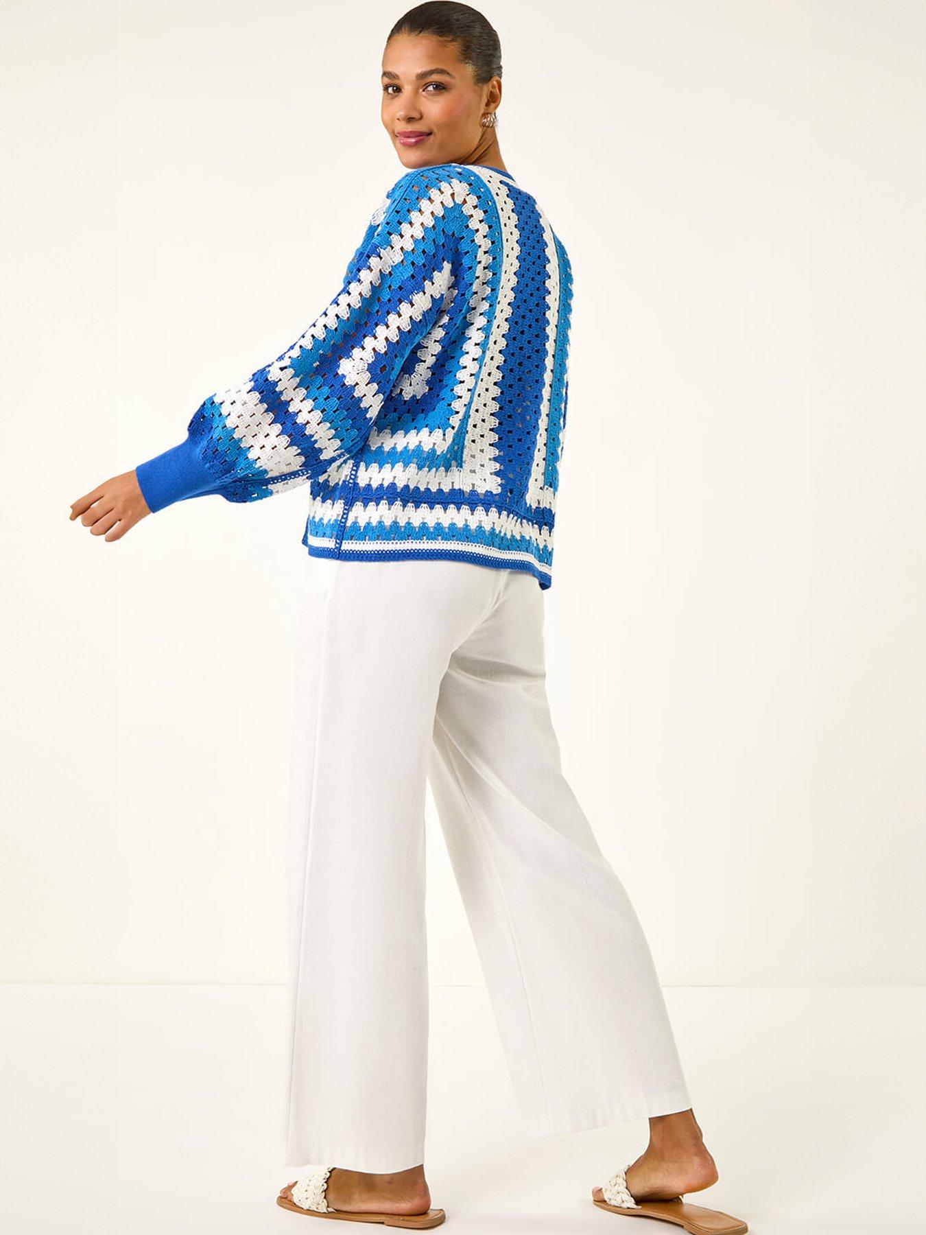 Image 2 of 5 of Roman Crochet Edge Knit Cardigan
