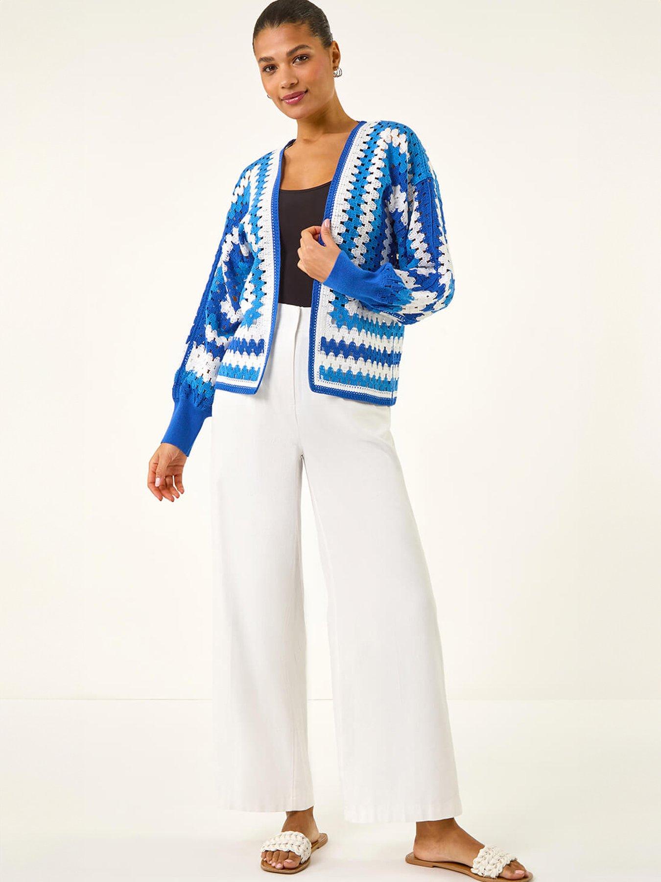 Image 3 of 5 of Roman Crochet Edge Knit Cardigan