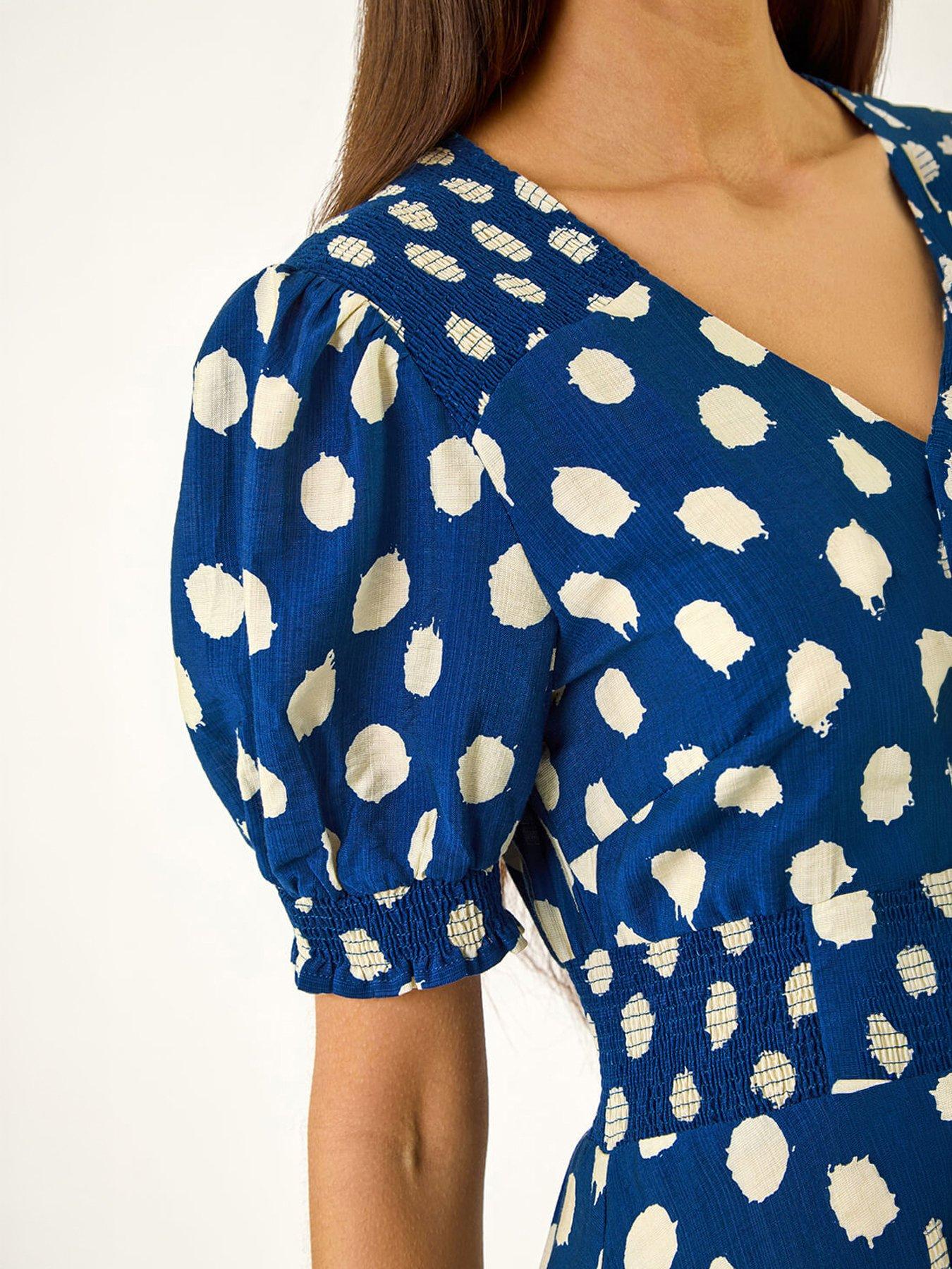 Image 2 of 5 of Roman Spot Print Button Midi Dress