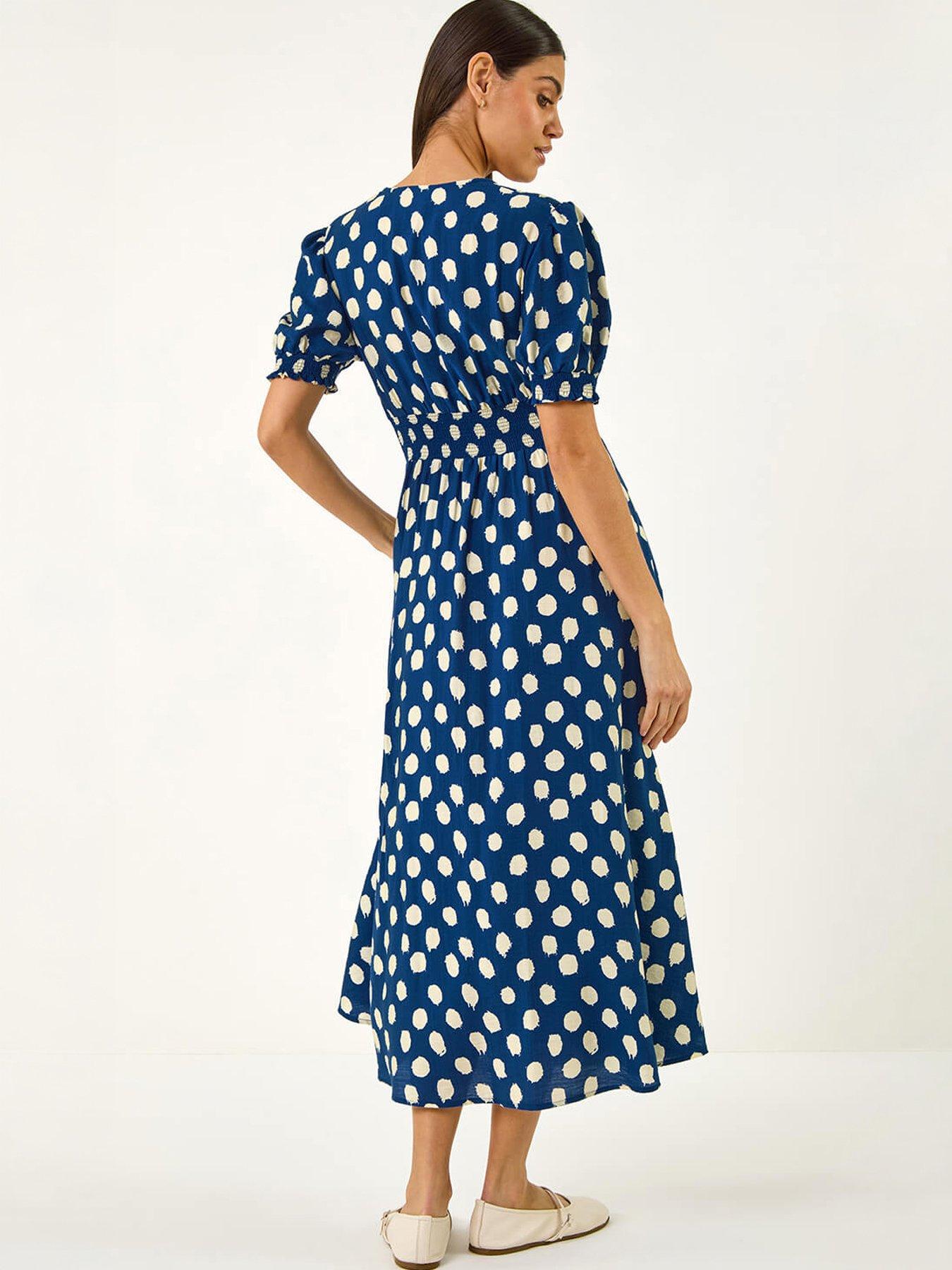 Image 4 of 5 of Roman Spot Print Button Midi Dress