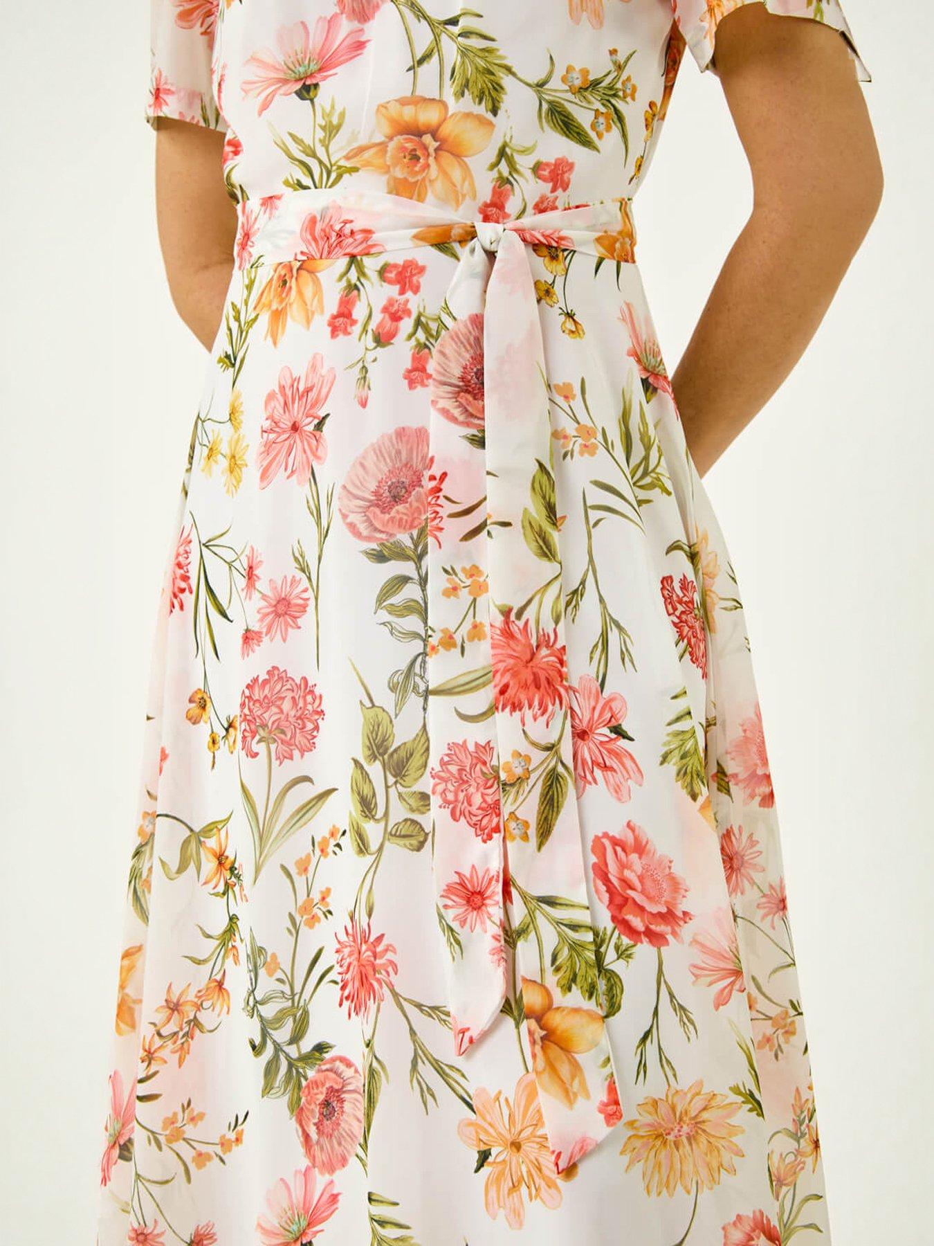 Image 2 of 5 of Roman Floral Chiffon Pleated Dress