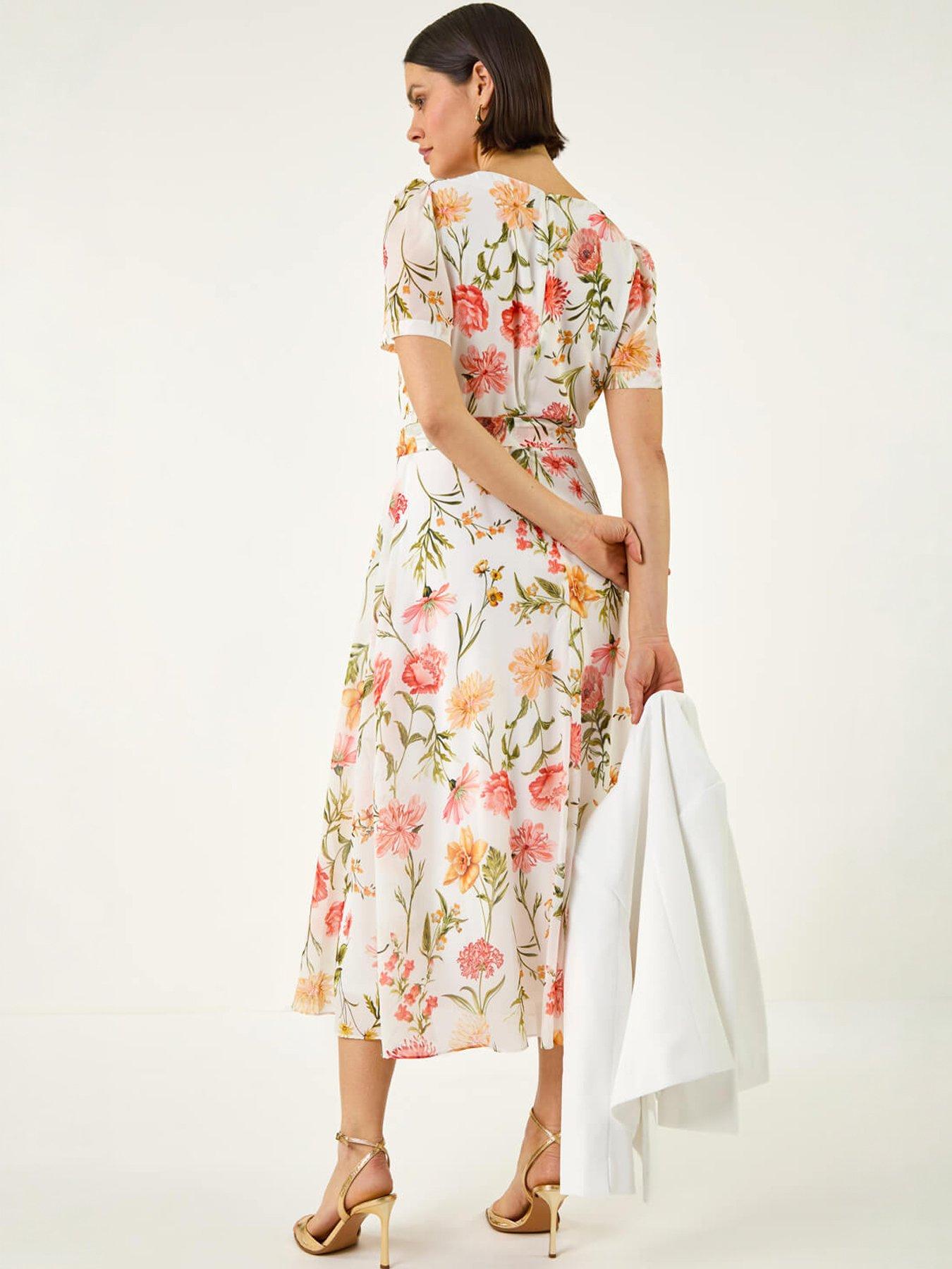Image 4 of 5 of Roman Floral Chiffon Pleated Dress