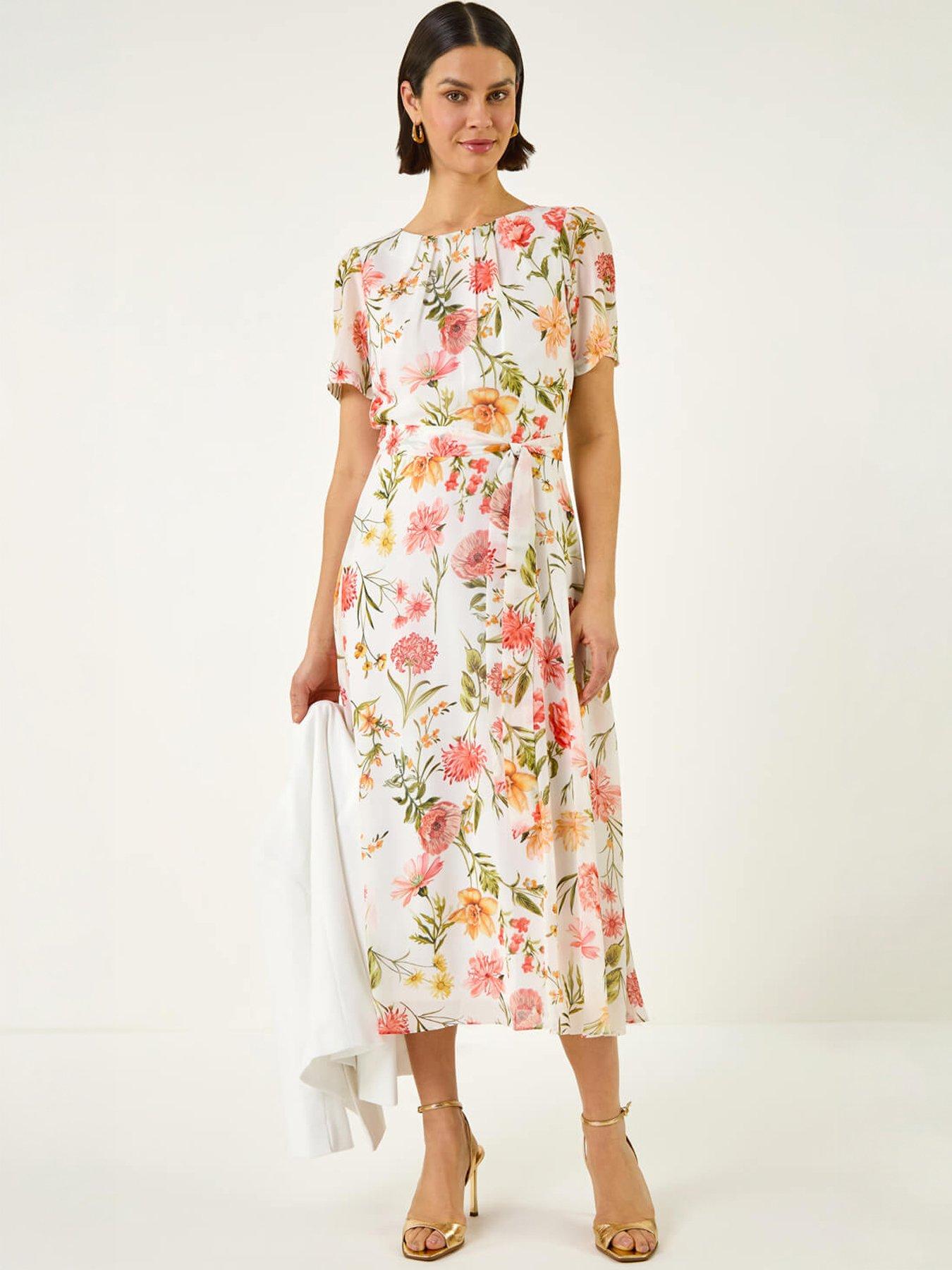 Image 5 of 5 of Roman Floral Chiffon Pleated Dress
