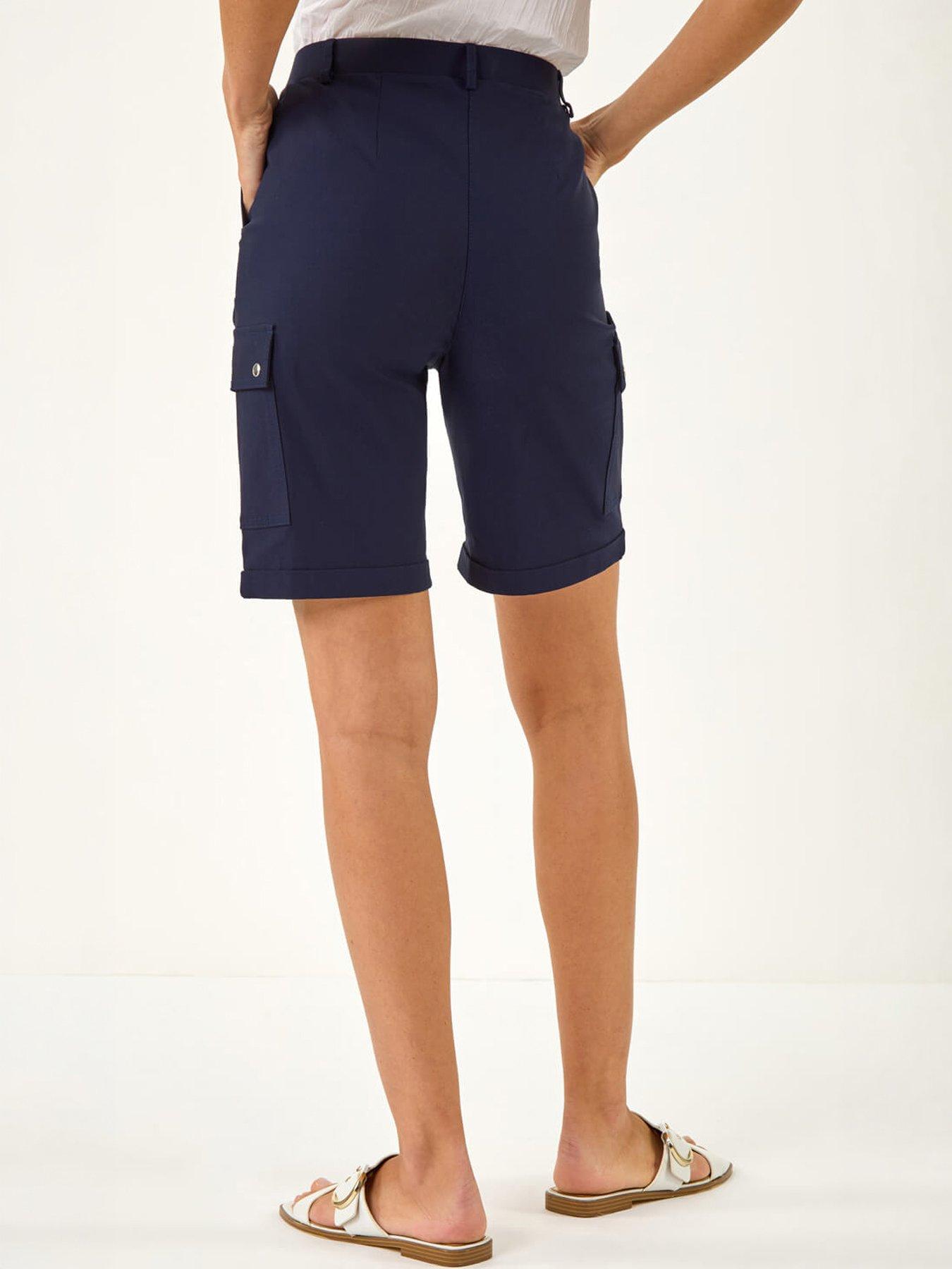 Image 4 of 5 of Roman Cargo Pocket Stretch Shorts - Navy