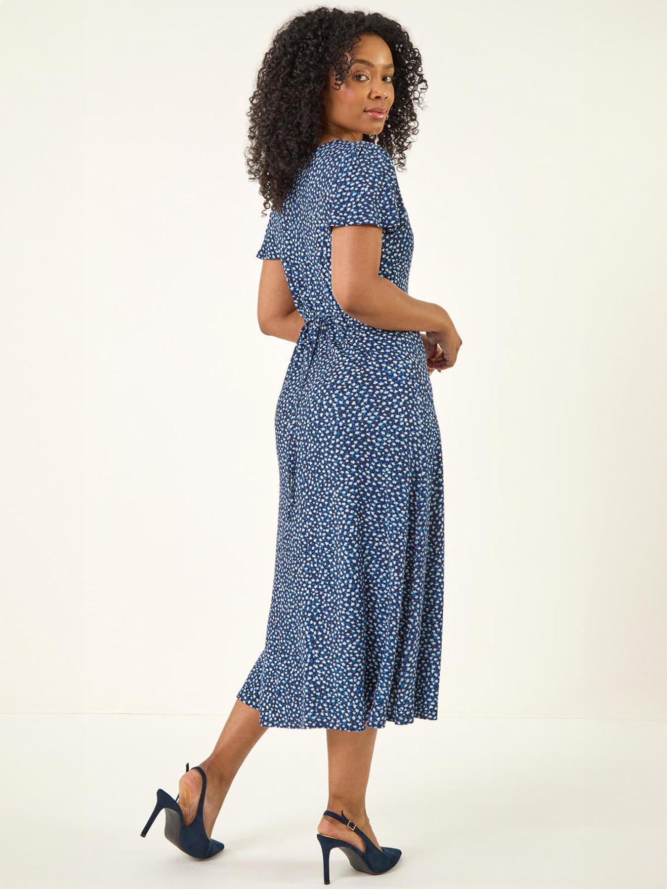 Image 2 of 5 of Roman Petite V-Neck Midi Dres