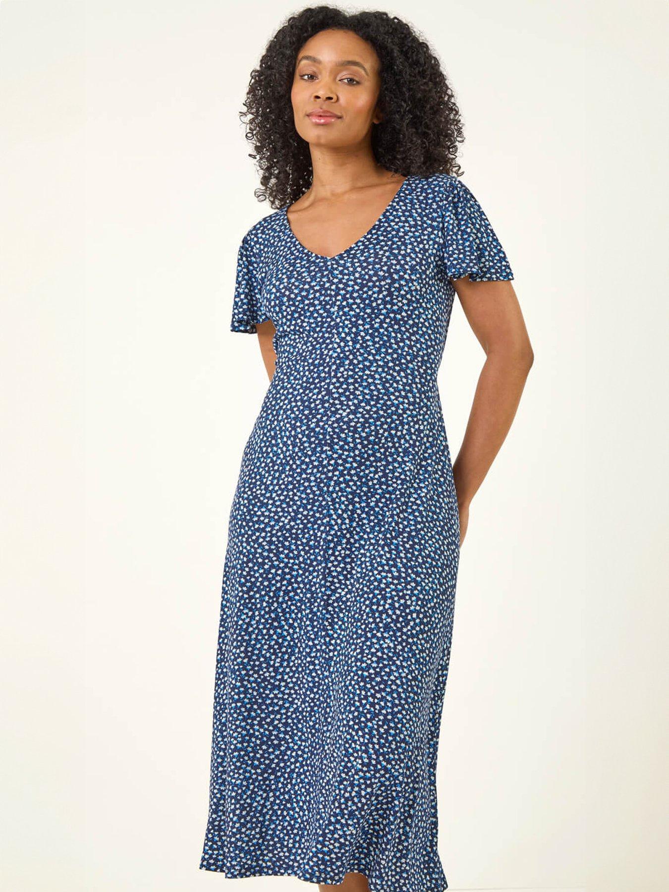 Image 3 of 5 of Roman Petite V-Neck Midi Dres