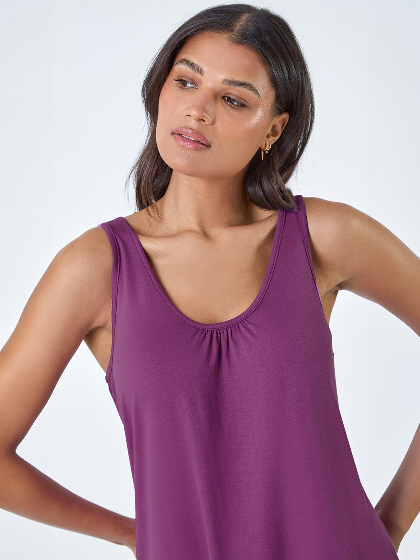 Image 4 of 5 of Roman Plain V-Neck Stretch Jersey Vest Top