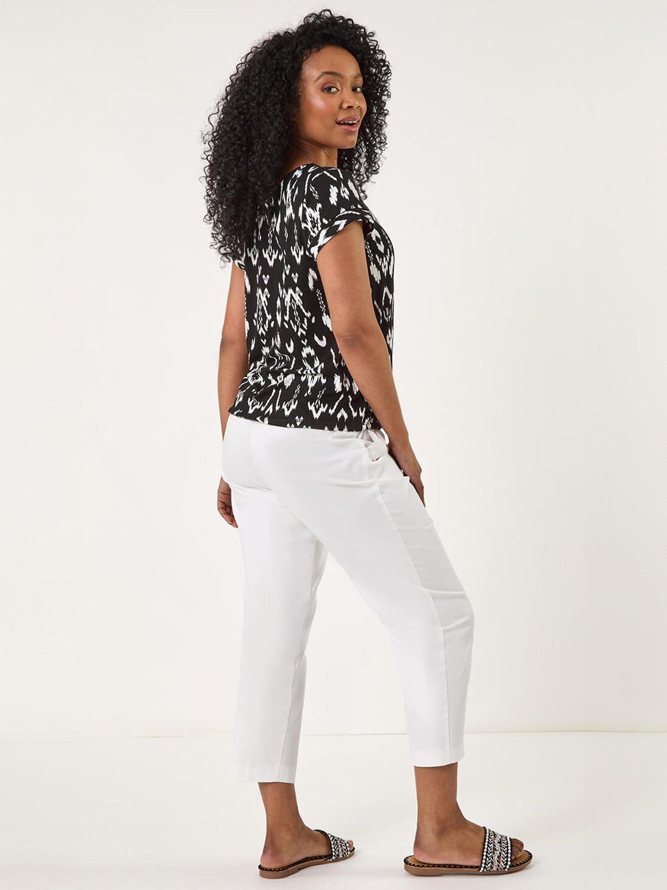 Image 2 of 5 of Roman Petite Aztec Stretch Drawstring Top