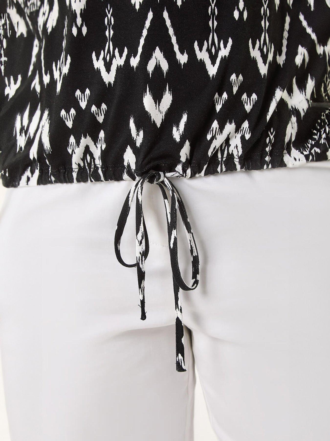 Image 5 of 5 of Roman Petite Aztec Stretch Drawstring Top