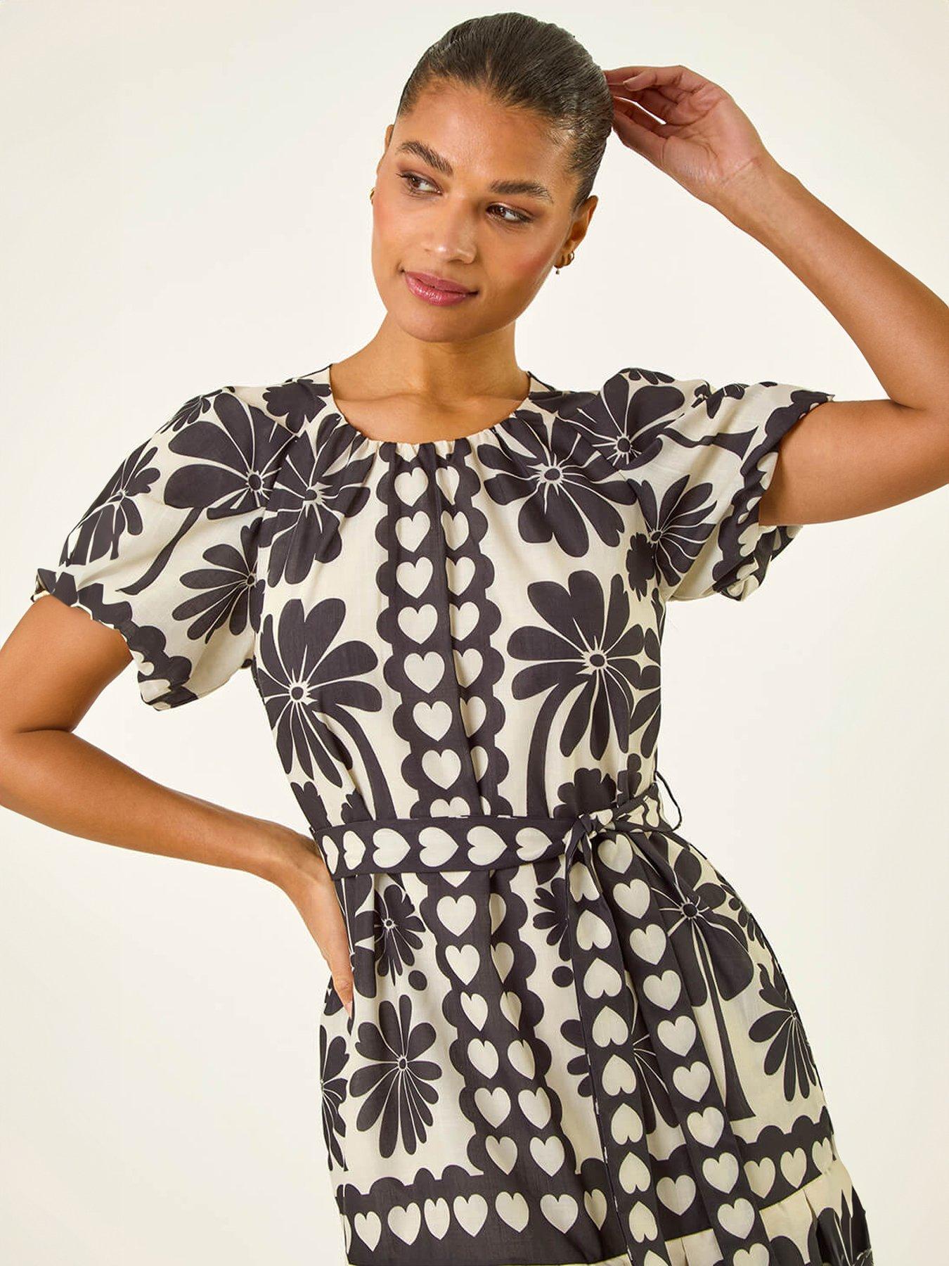 Image 4 of 5 of Roman Floral Heart Pleated Dress