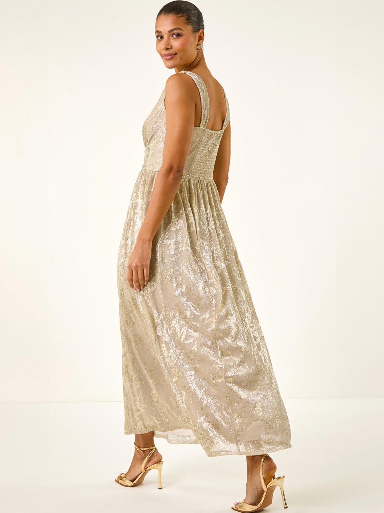 Image 2 of 5 of Roman Foil Print Twist Front Stretch Midi Dress
