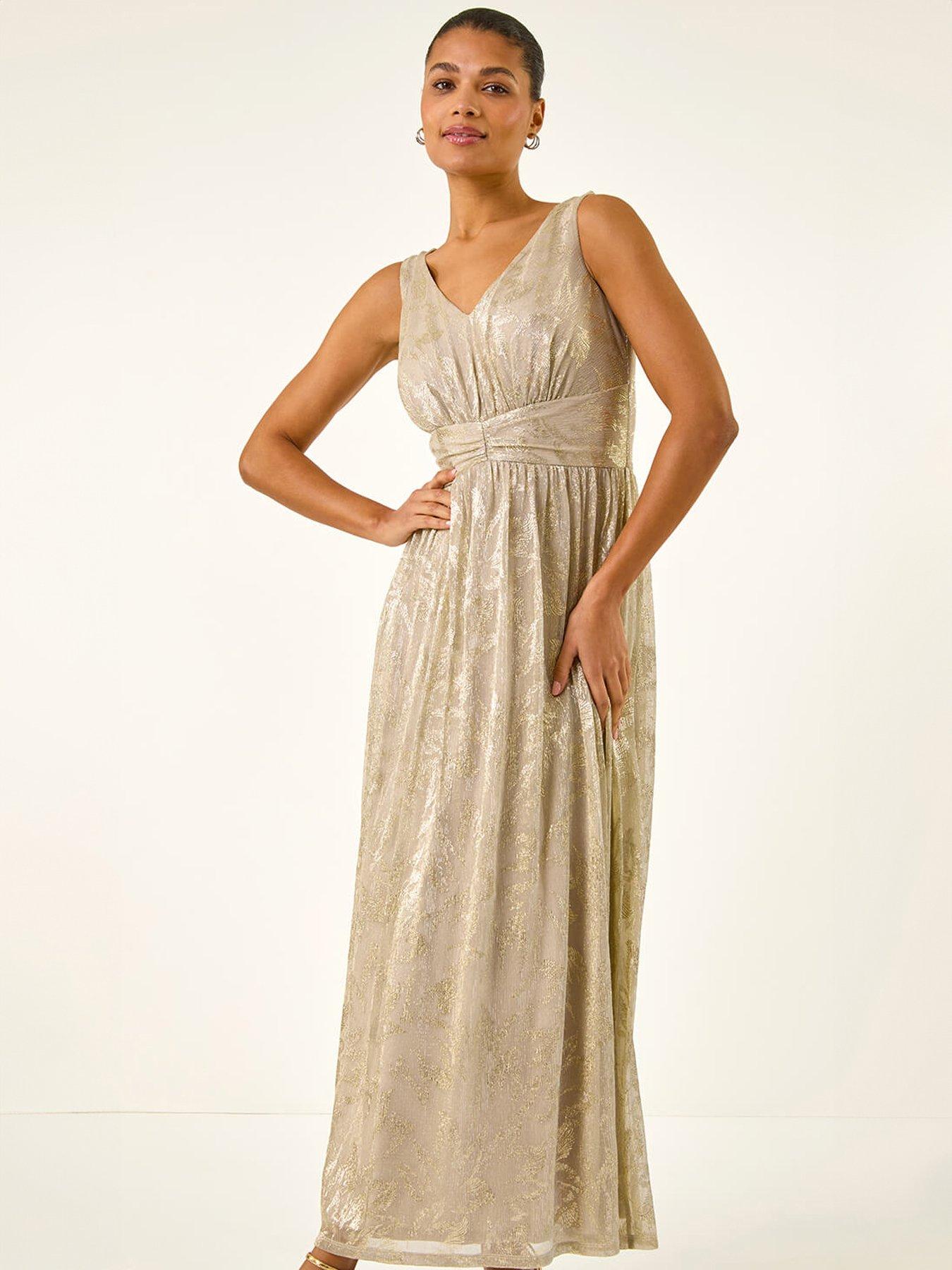 Image 4 of 5 of Roman Foil Print Twist Front Stretch Midi Dress