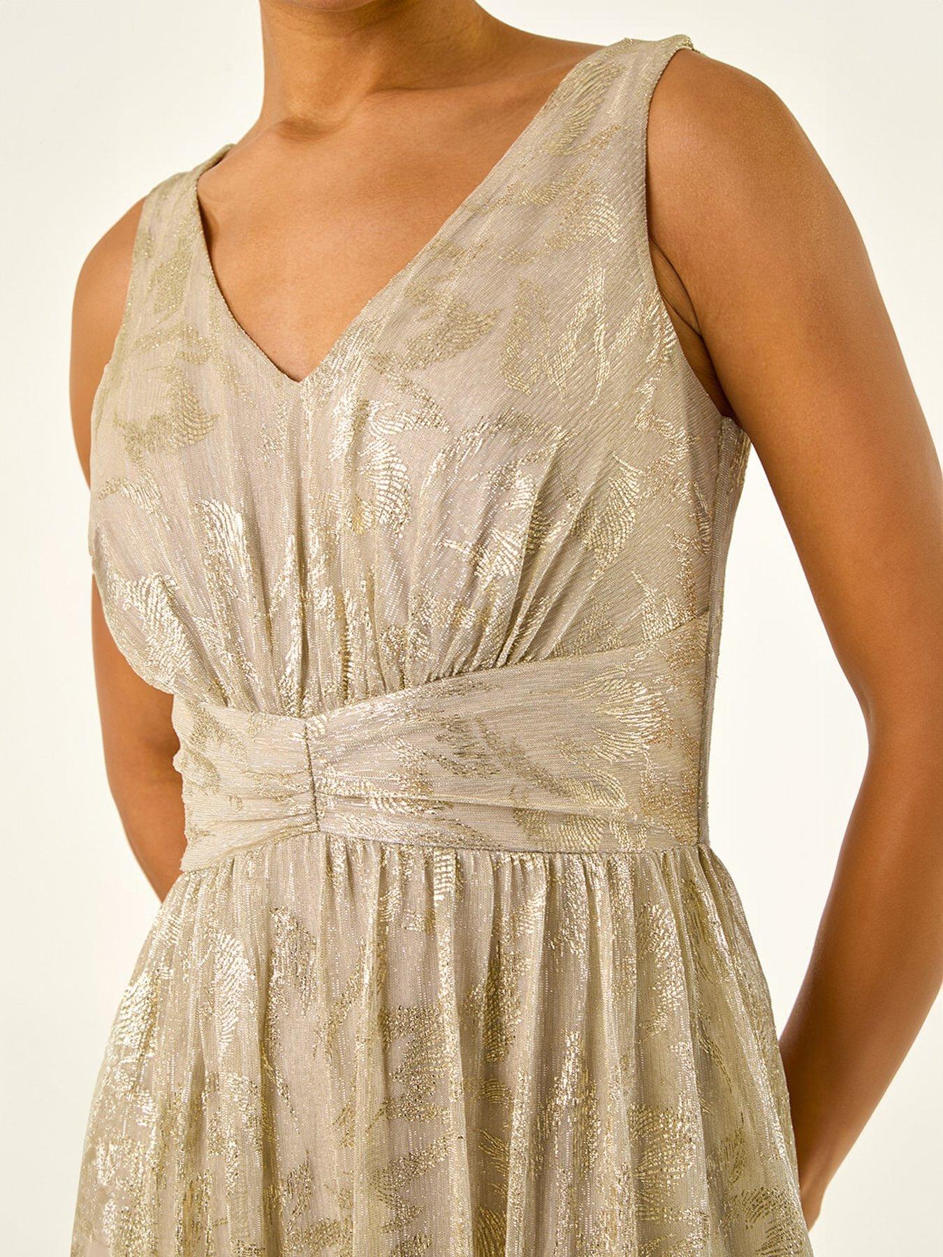 Image 5 of 5 of Roman Foil Print Twist Front Stretch Midi Dress