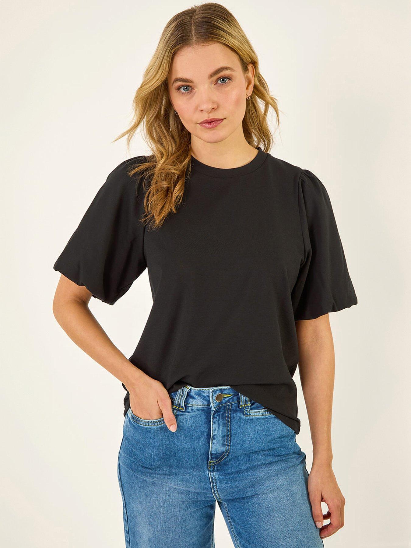 Image 1 of 5 of Roman Dusk Puff Sleeve Stretch T-Shirt