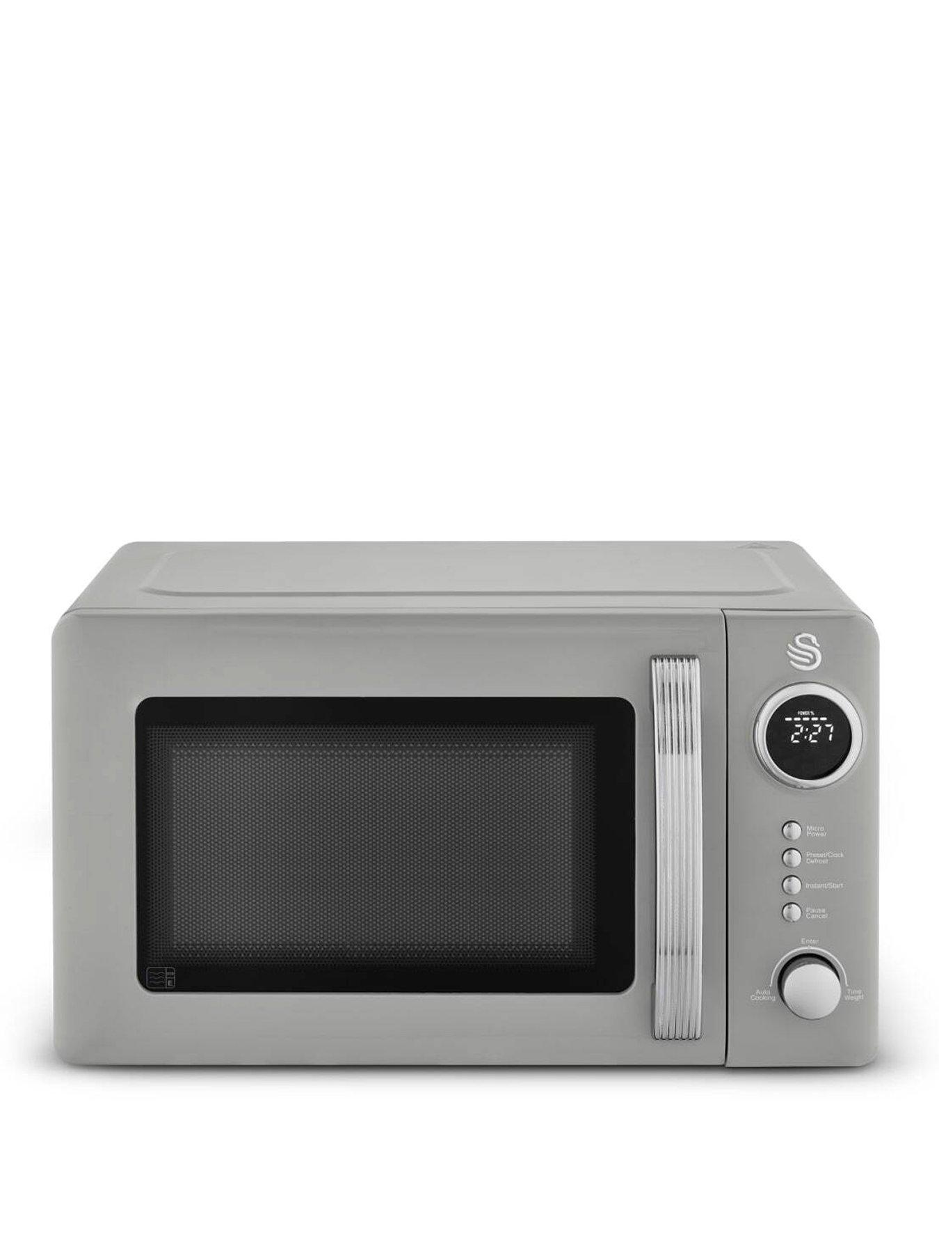 Image 1 of 8 of Swan Retro 20L Digital Microwave with 5 Power Levels, LED Display, 800W, Grey