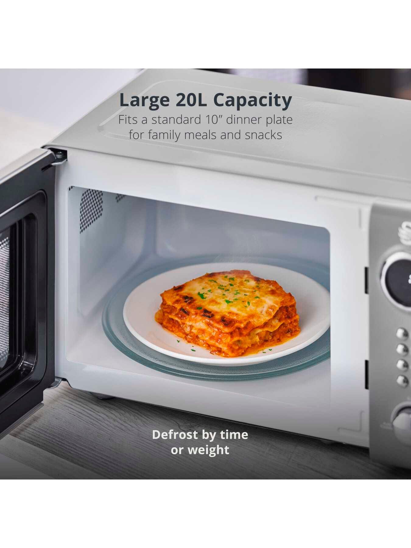 Image 3 of 8 of Swan Retro 20L Digital Microwave with 5 Power Levels, LED Display, 800W, Grey