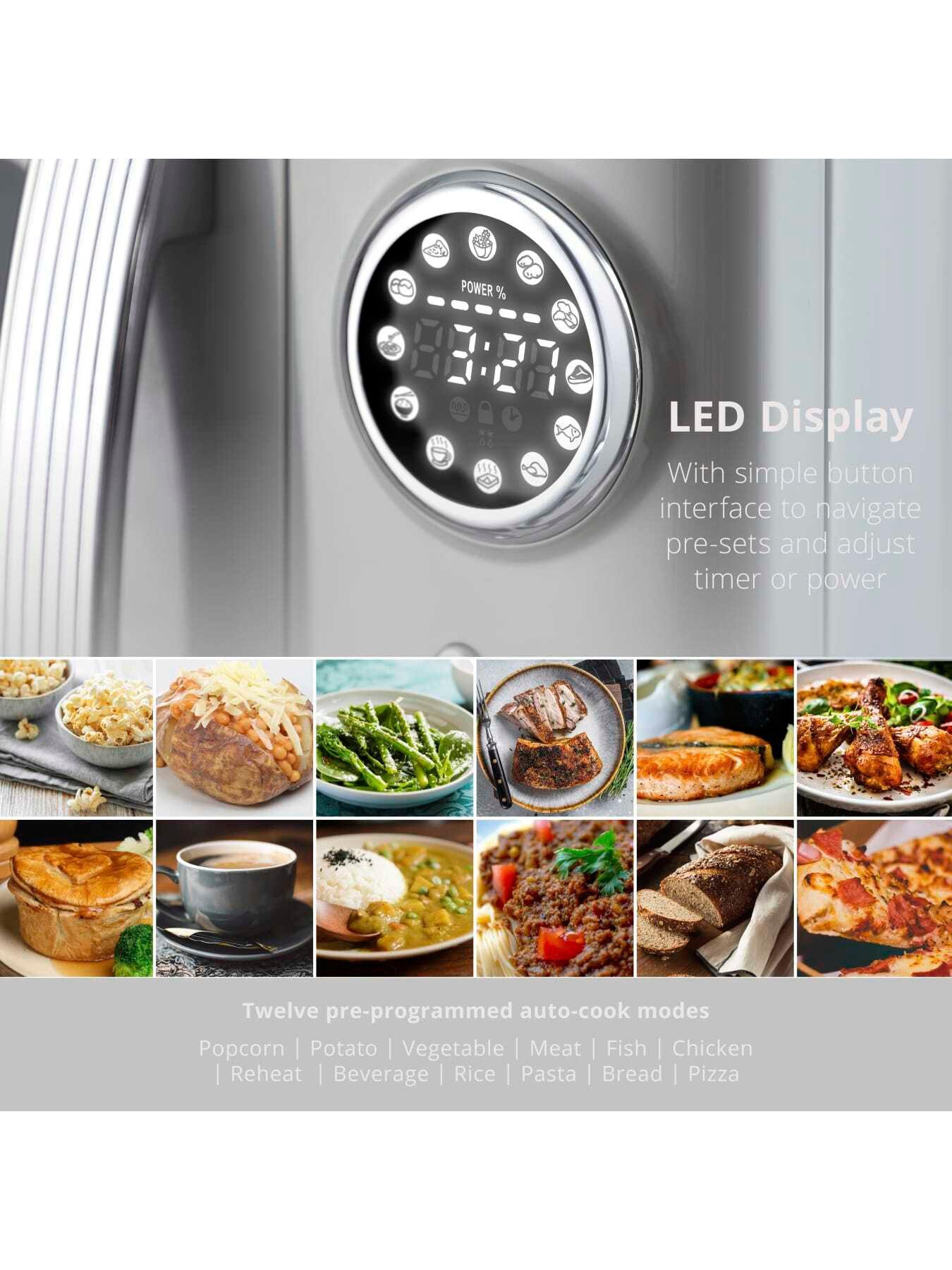 Image 4 of 8 of Swan Retro 20L Digital Microwave with 5 Power Levels, LED Display, 800W, Grey