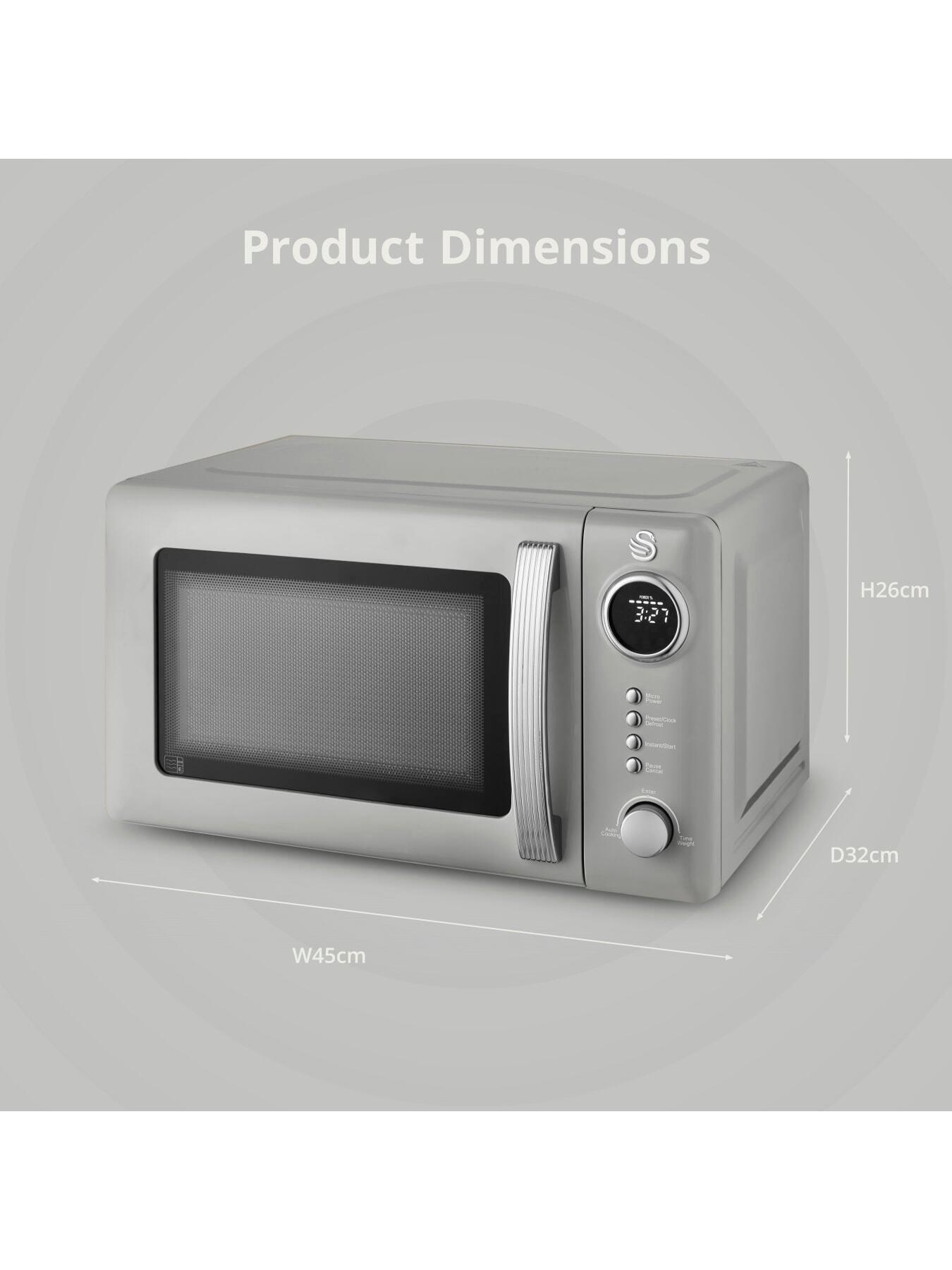 Image 6 of 8 of Swan Retro 20L Digital Microwave with 5 Power Levels, LED Display, 800W, Grey