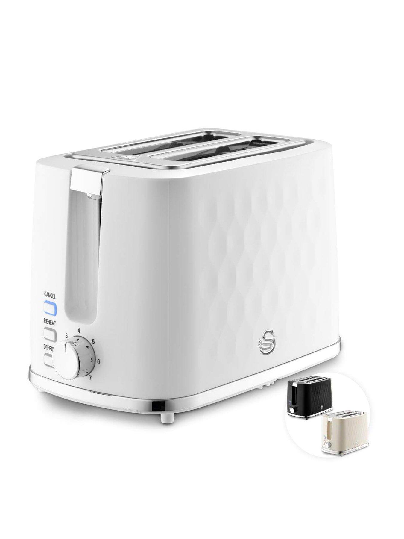 Swan Hexton 2 Slice Toaster, Removable Crumb Tray, White
