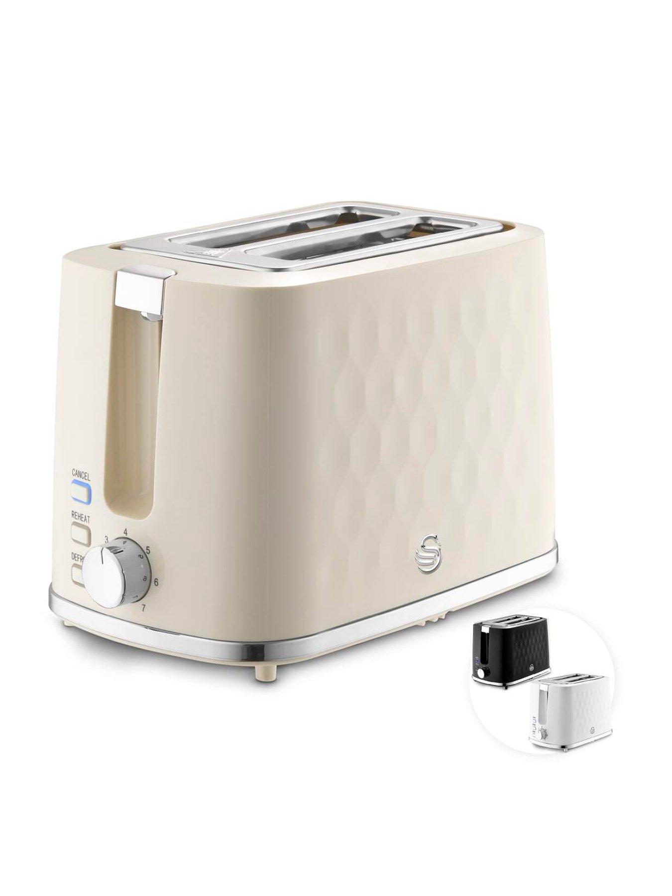 Image 1 of 8 of Swan Hexton 2 Slice Toaster, Removable Crumb Tray, Cream