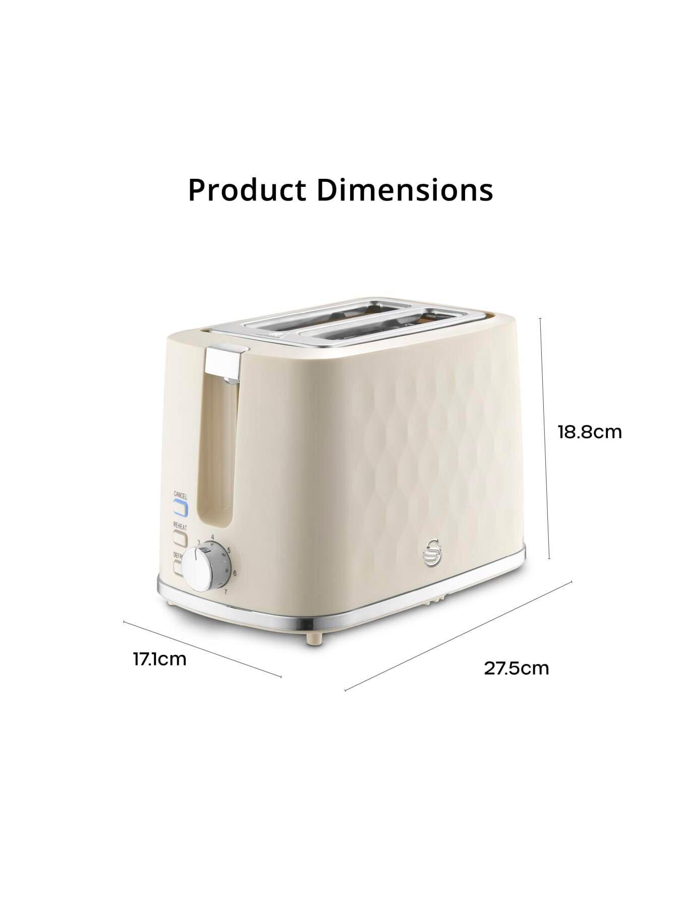 Image 6 of 8 of Swan Hexton 2 Slice Toaster, Removable Crumb Tray, Cream
