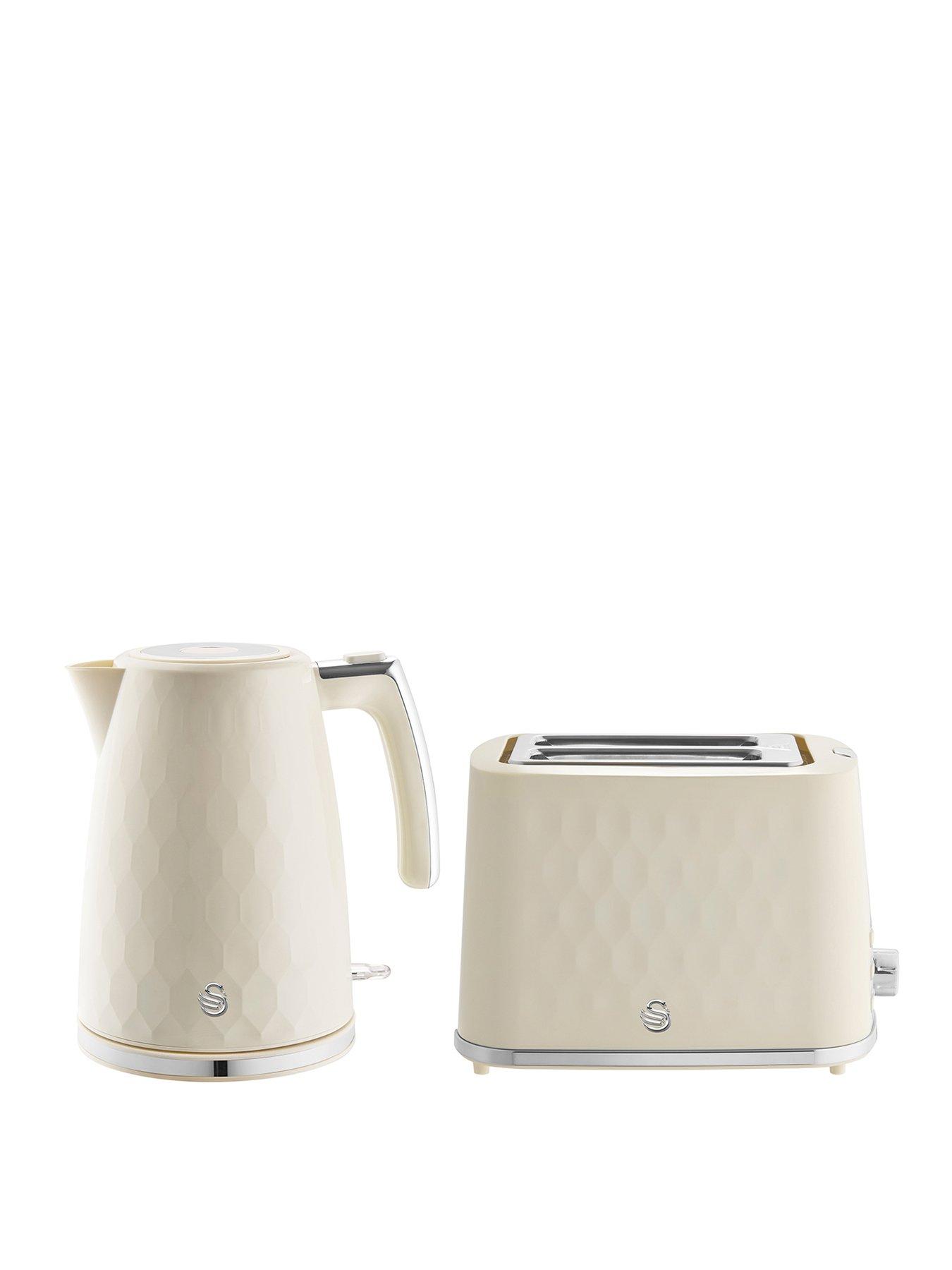 Image 1 of 7 of Swan Hexton 1.7L Rapid Boil Kettle & 2 Slice Toaster, Cream