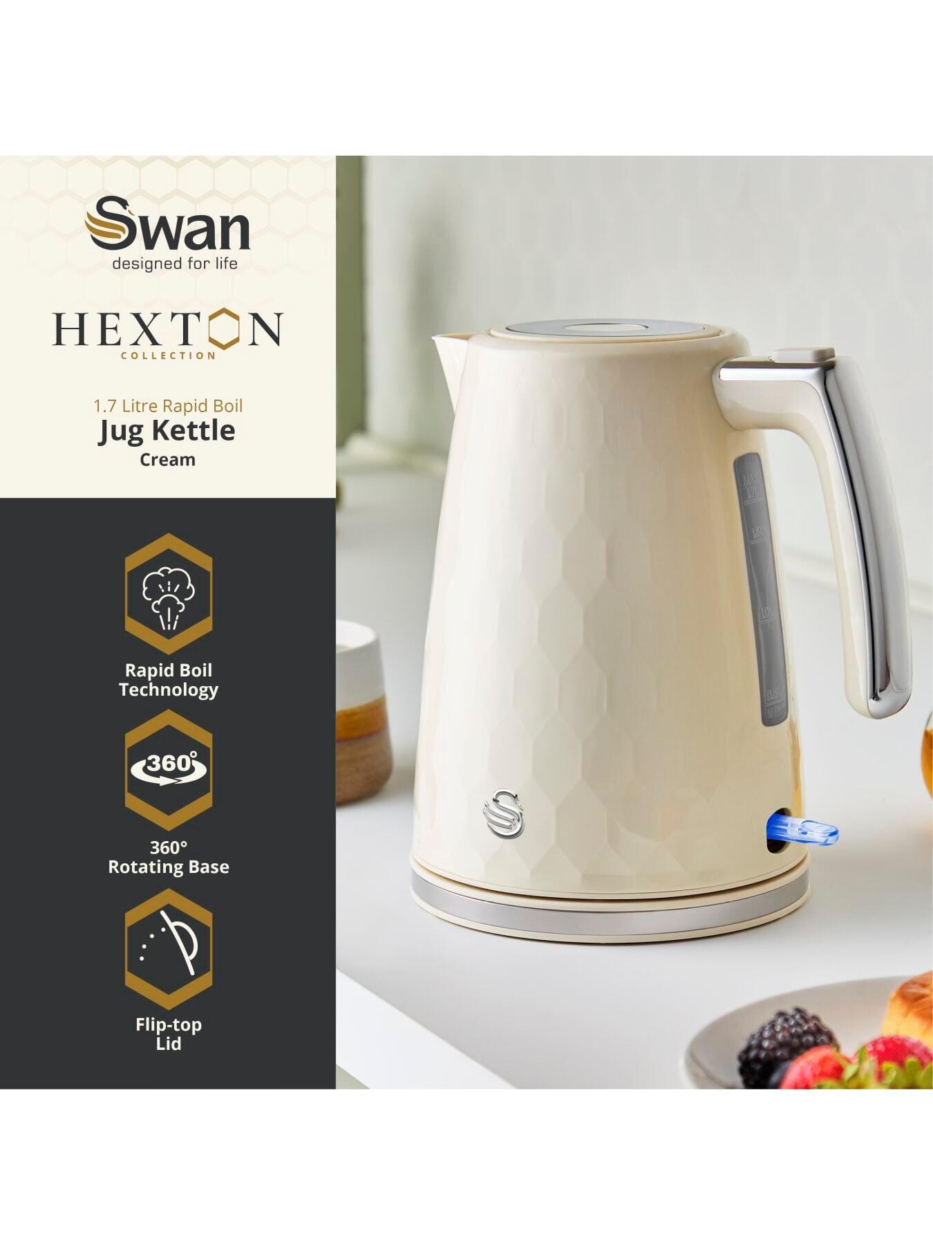 Image 2 of 7 of Swan Hexton 1.7L Electric Kettle, 3KW Rapid Boil, Cream