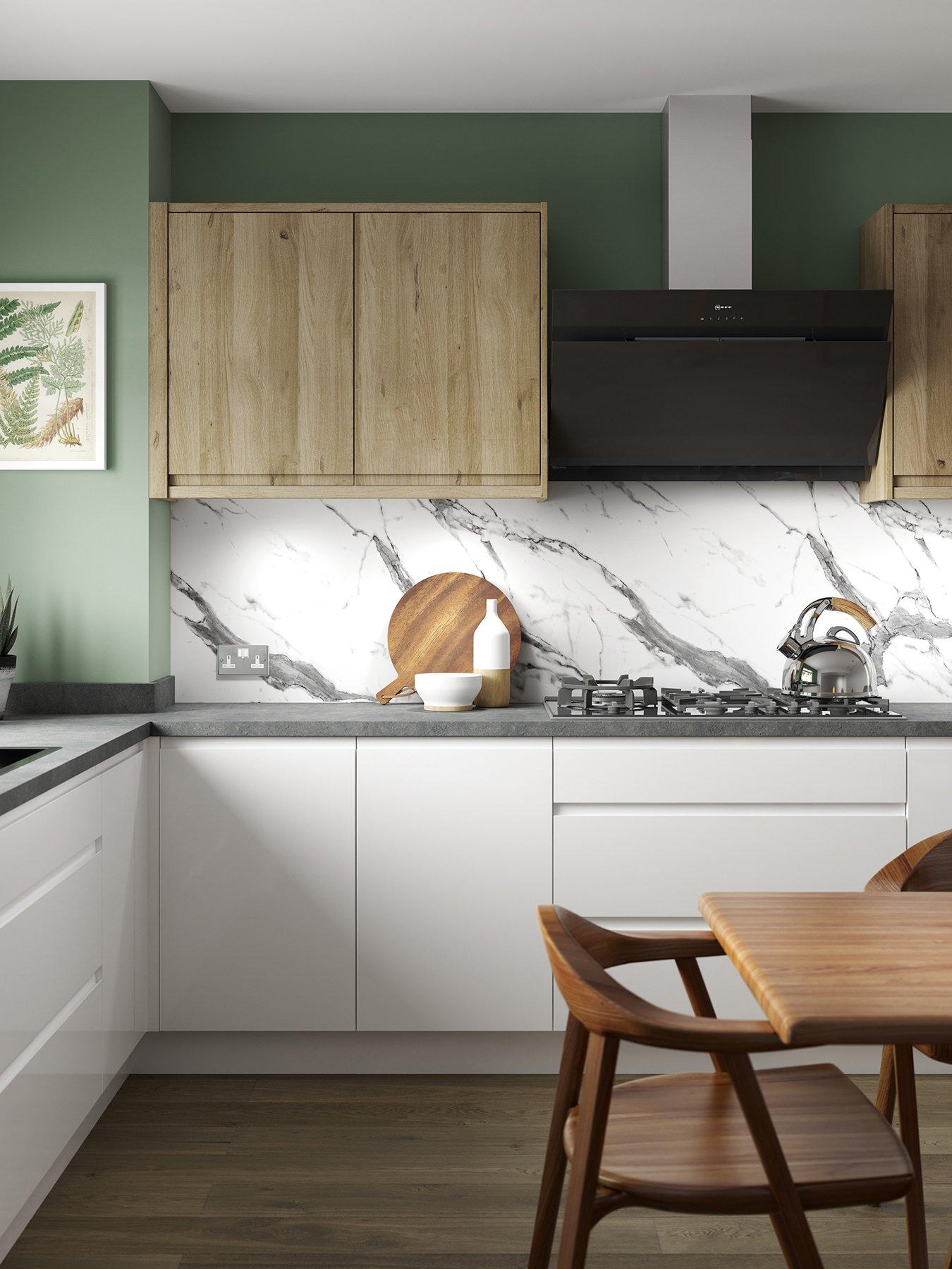 Image 1 of 6 of WilsonArt ALLOY White Marble Kitchen Splashback - 3000x750mmx4mm
