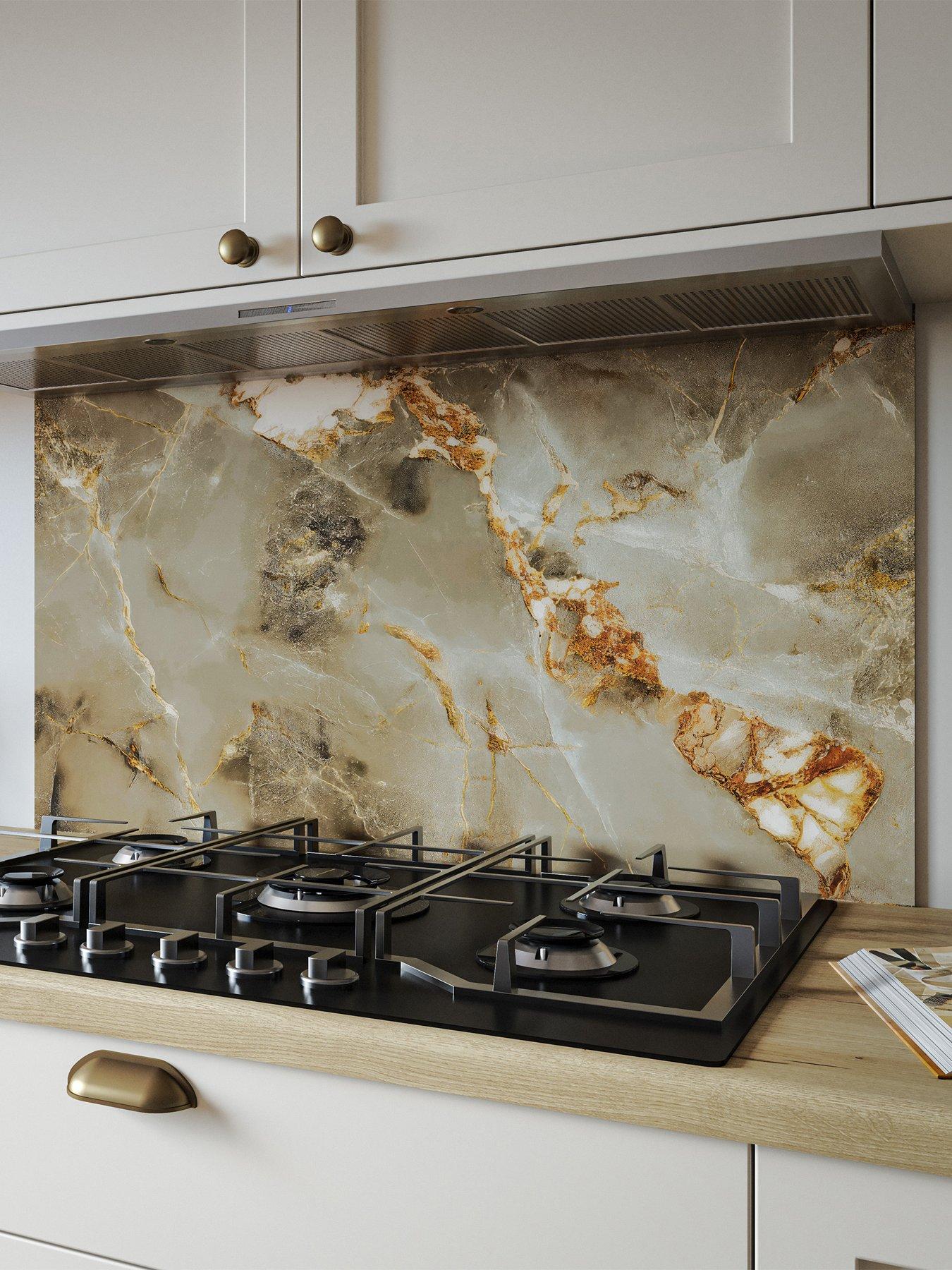 Image 1 of 3 of WilsonArt ALLOY Aurora Gold Kitchen Hob Splashback - 900x800mm