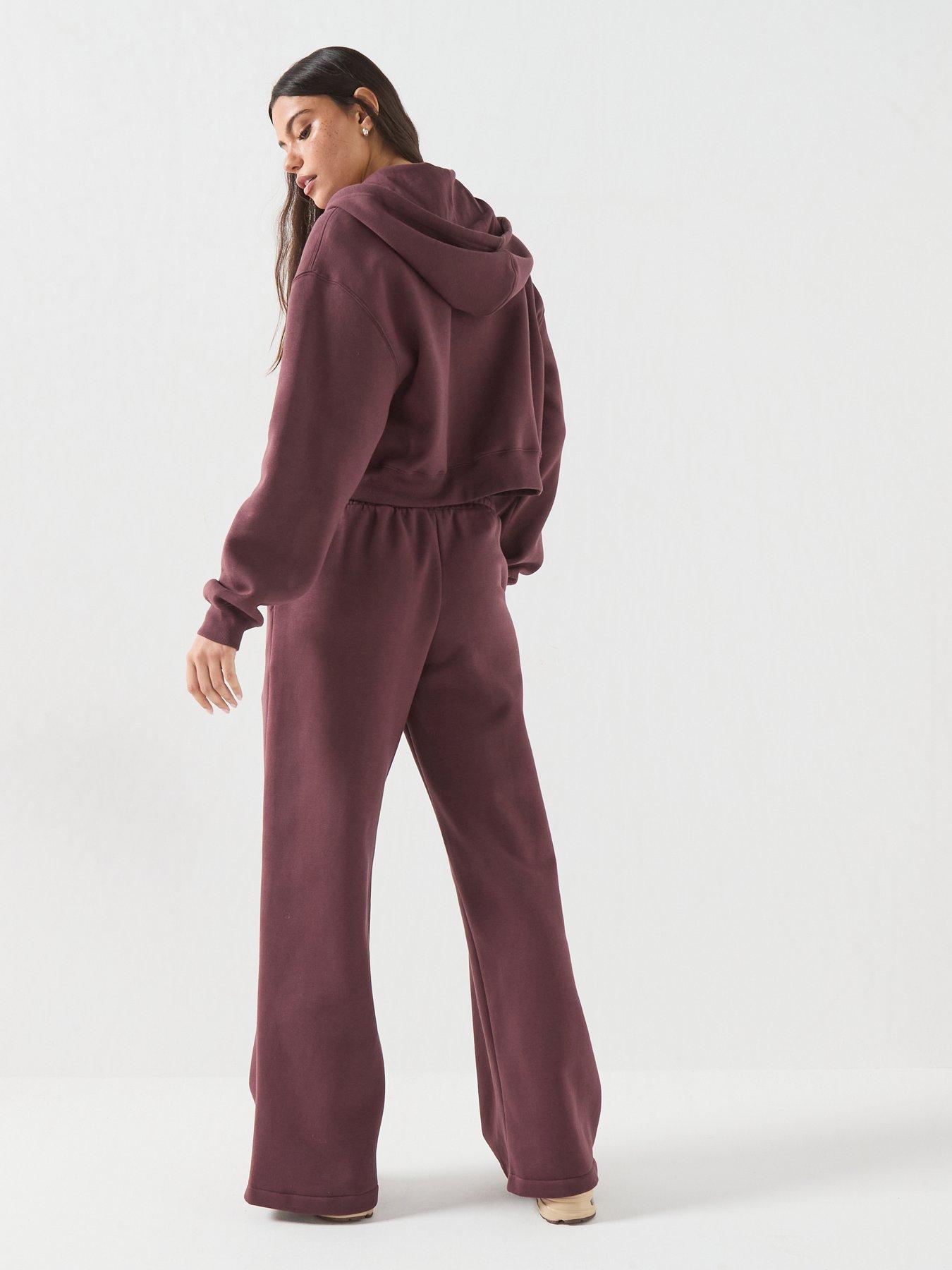 Image 2 of 6 of New Balance Womens Trackside Fleece Full Zip Hooded Jacket - Burgundy
