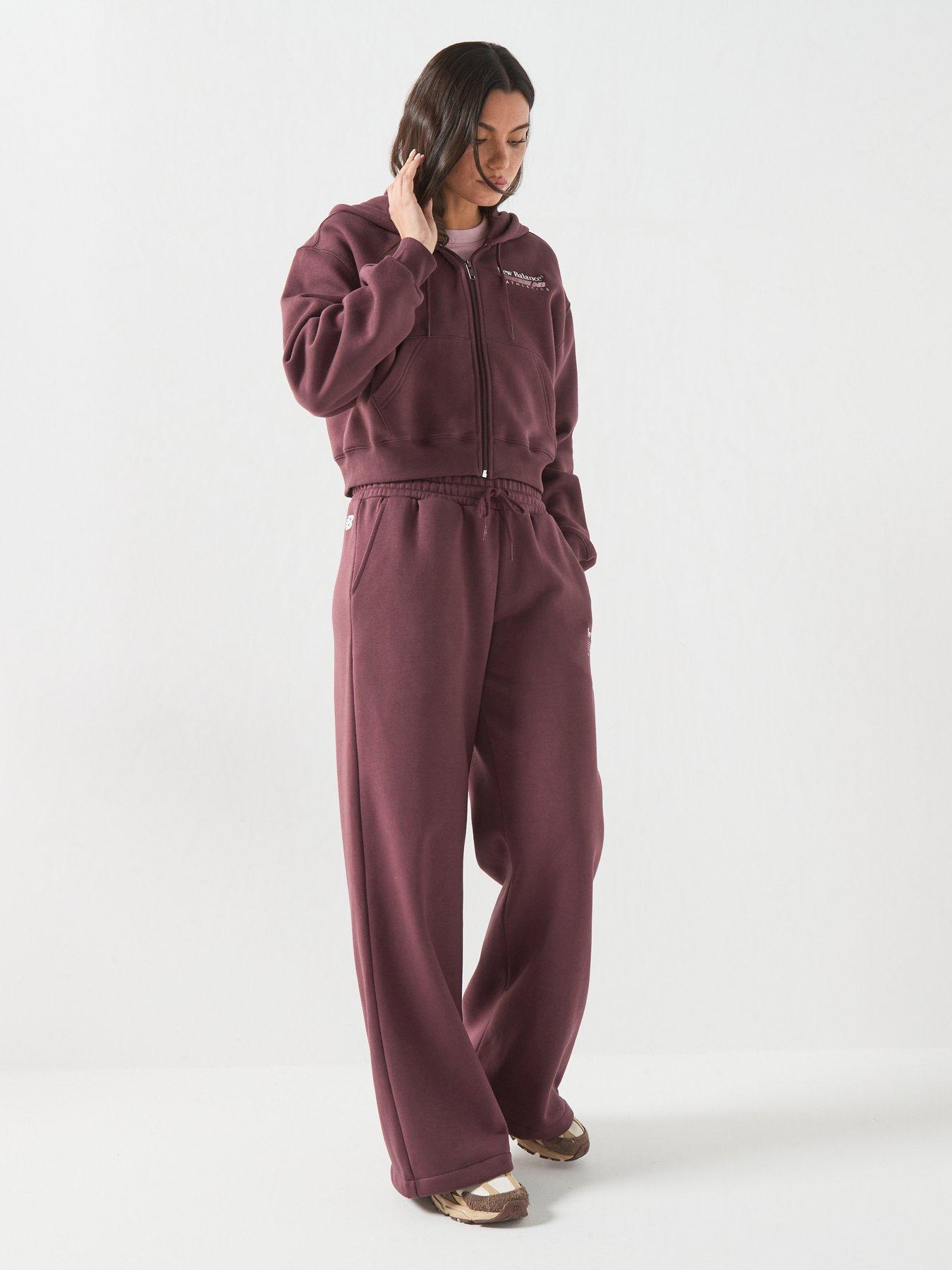 Image 3 of 6 of New Balance Womens Trackside Fleece Full Zip Hooded Jacket - Burgundy