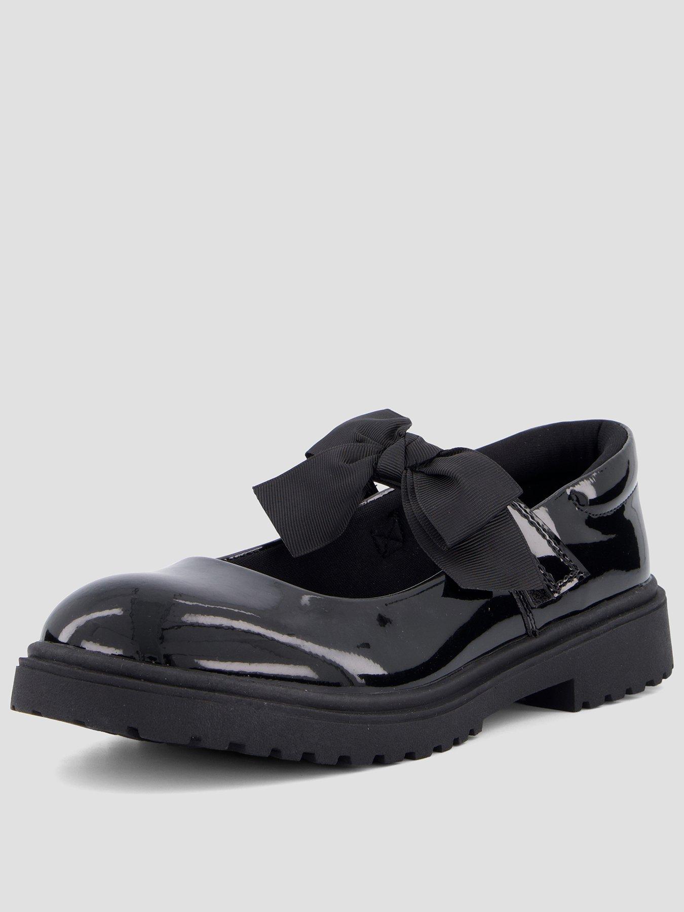 Image 1 of 8 of The Very Collection Older Girls Chloe Mary Jane Bow Patent School Shoes - Black