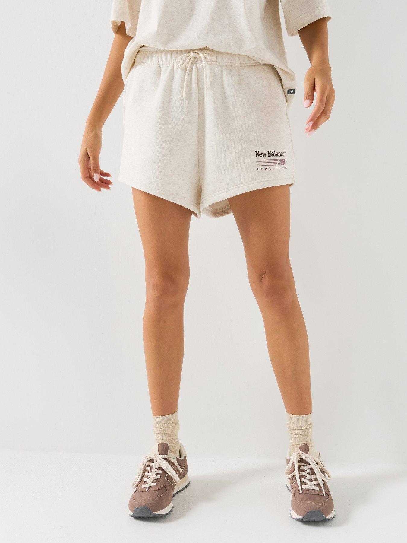 New Balance Women's Trackside Fleece Shorts, Cream, Size M, Women
