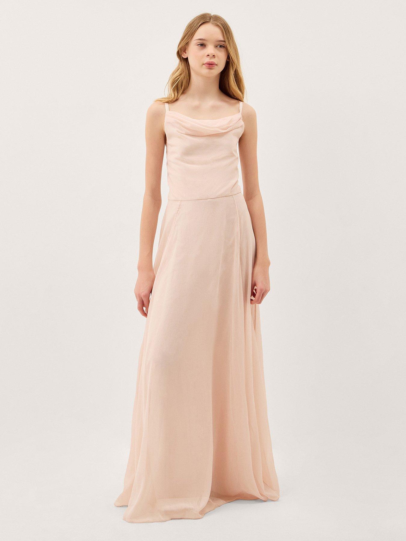 Monsoon Girls Cali Cowl Neck Maxi Prom Dress - Light Pink