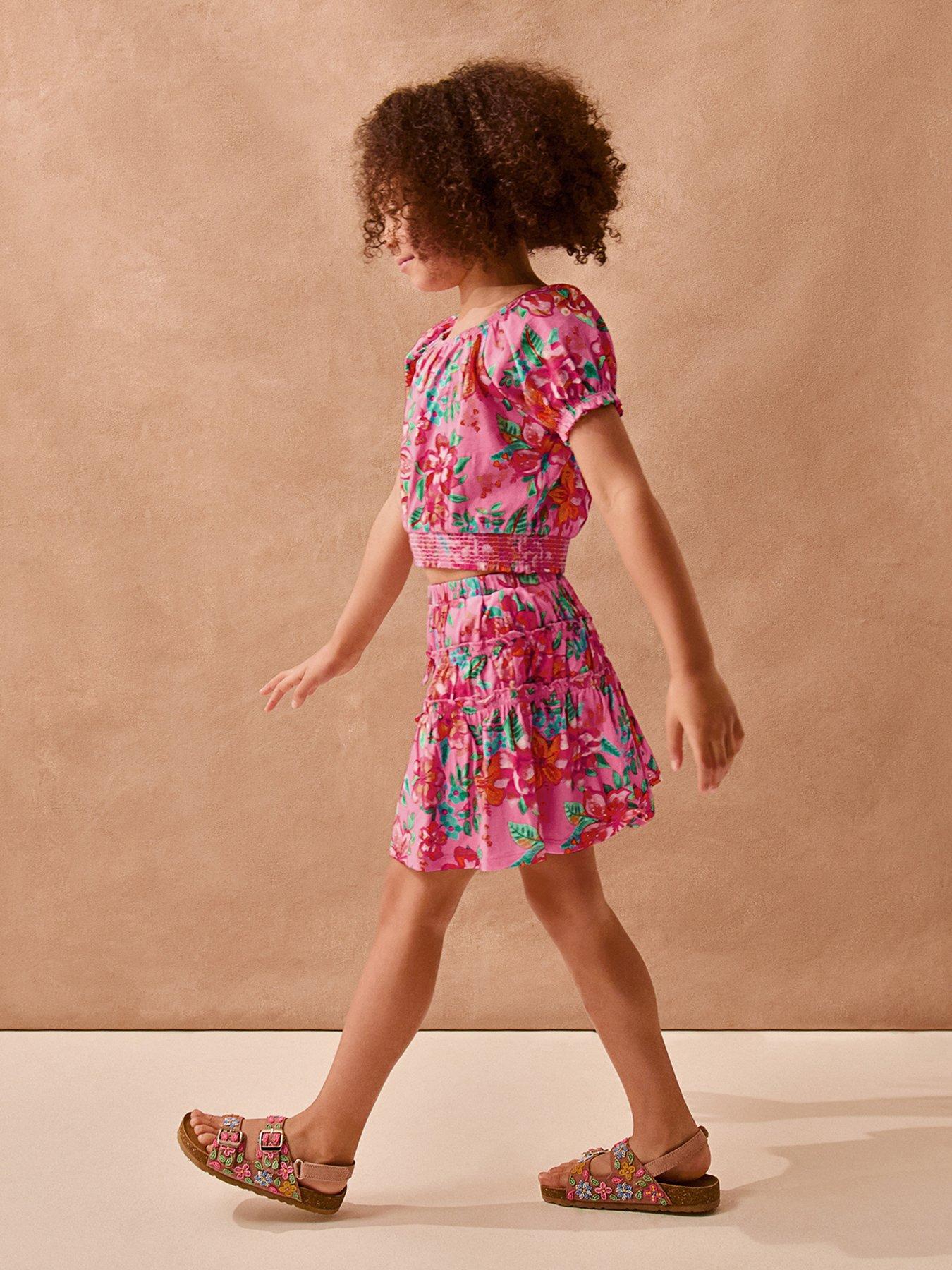 Monsoon Girls Tropical Jersey Skort Set - Pink