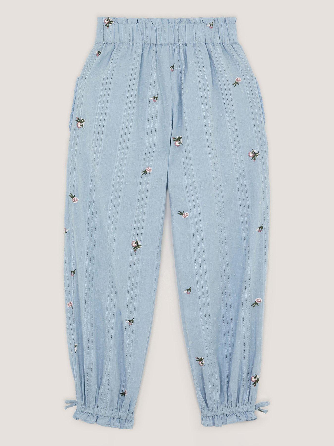 Image 2 of 3 of Monsoon Girls Rose Dobby Trousers - Blue