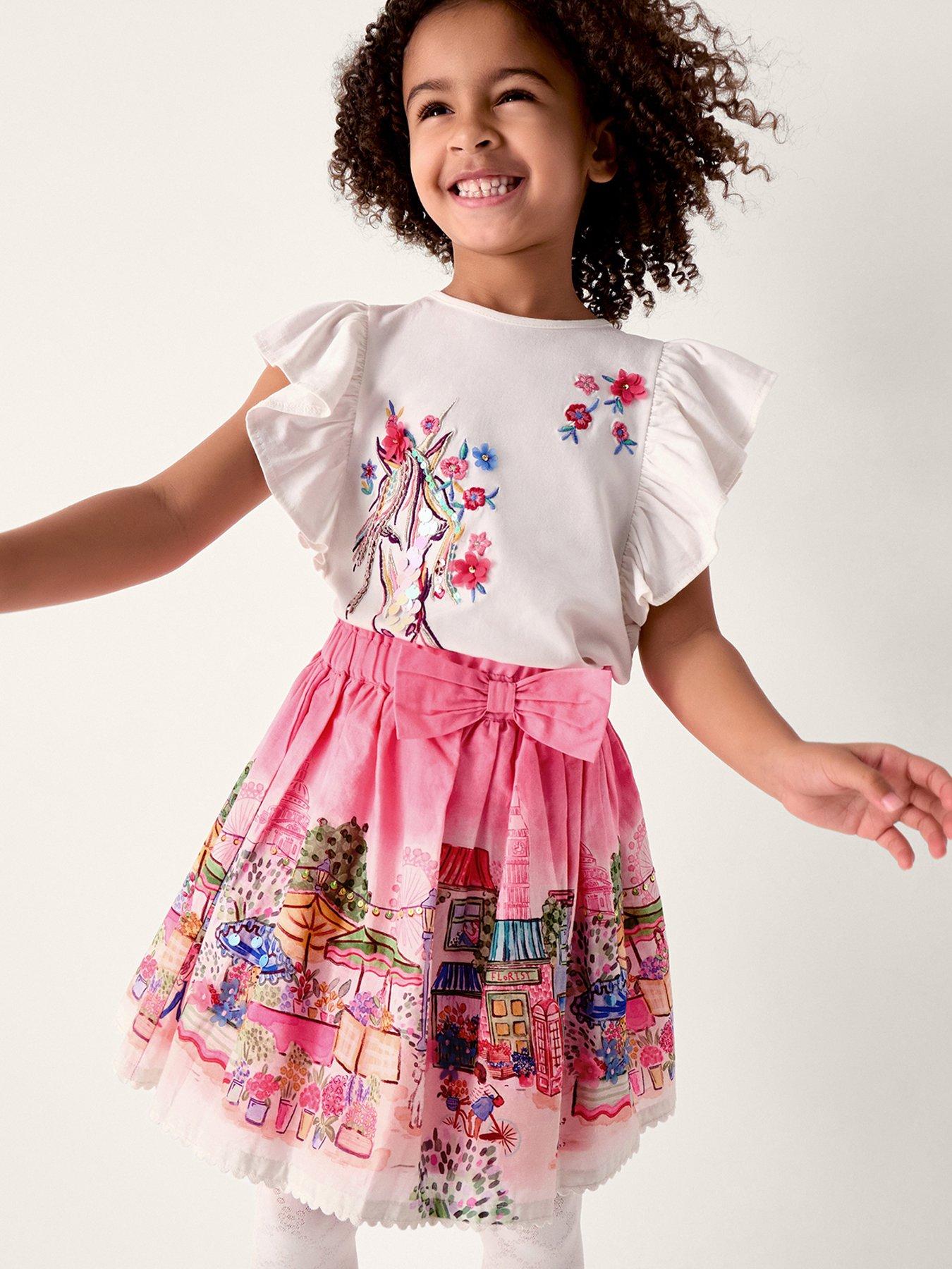 Monsoon Girls London Print Scene Skirt - Pink