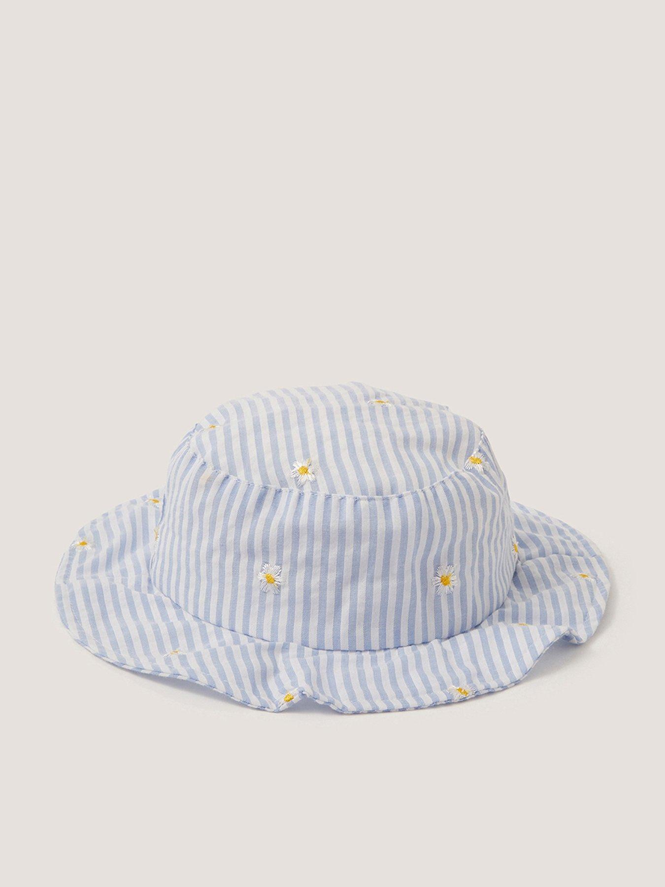 Image 1 of 3 of Monsoon Baby Girls Stripe Bucket Hat - Blue