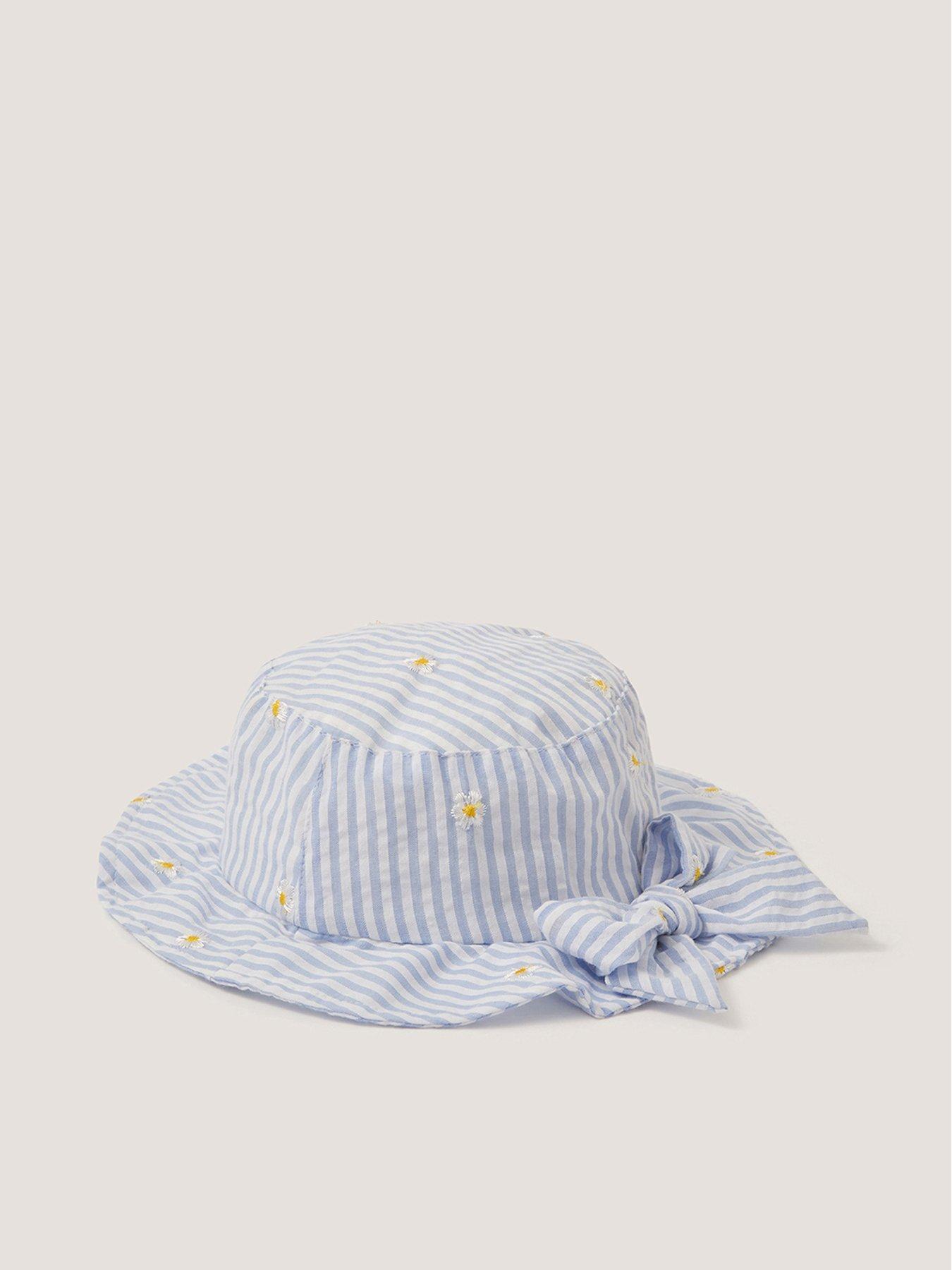 Image 2 of 3 of Monsoon Baby Girls Stripe Bucket Hat - Blue
